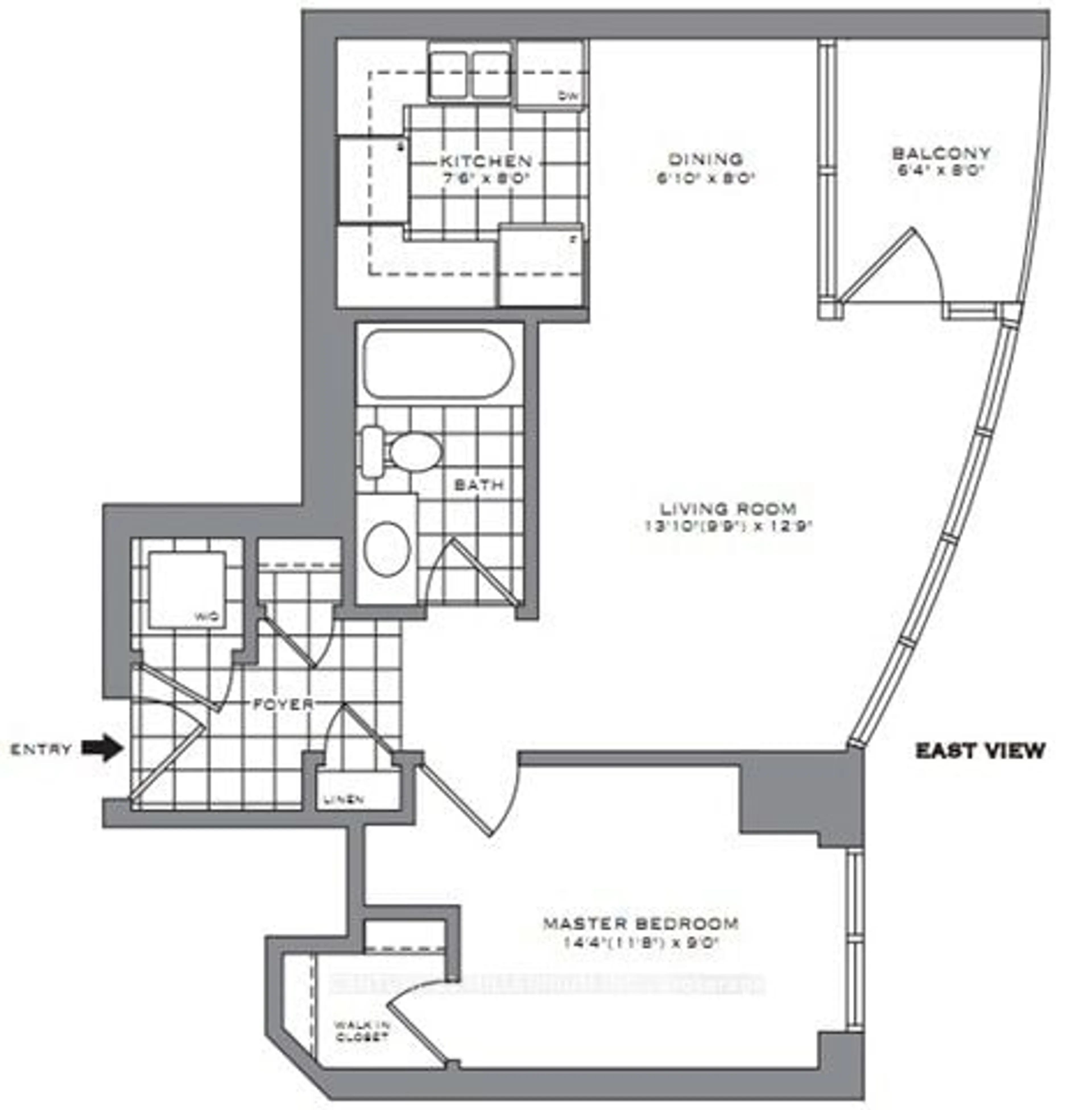 Floor plan for 9 George St #2504, Brampton Ontario M5V 4A5