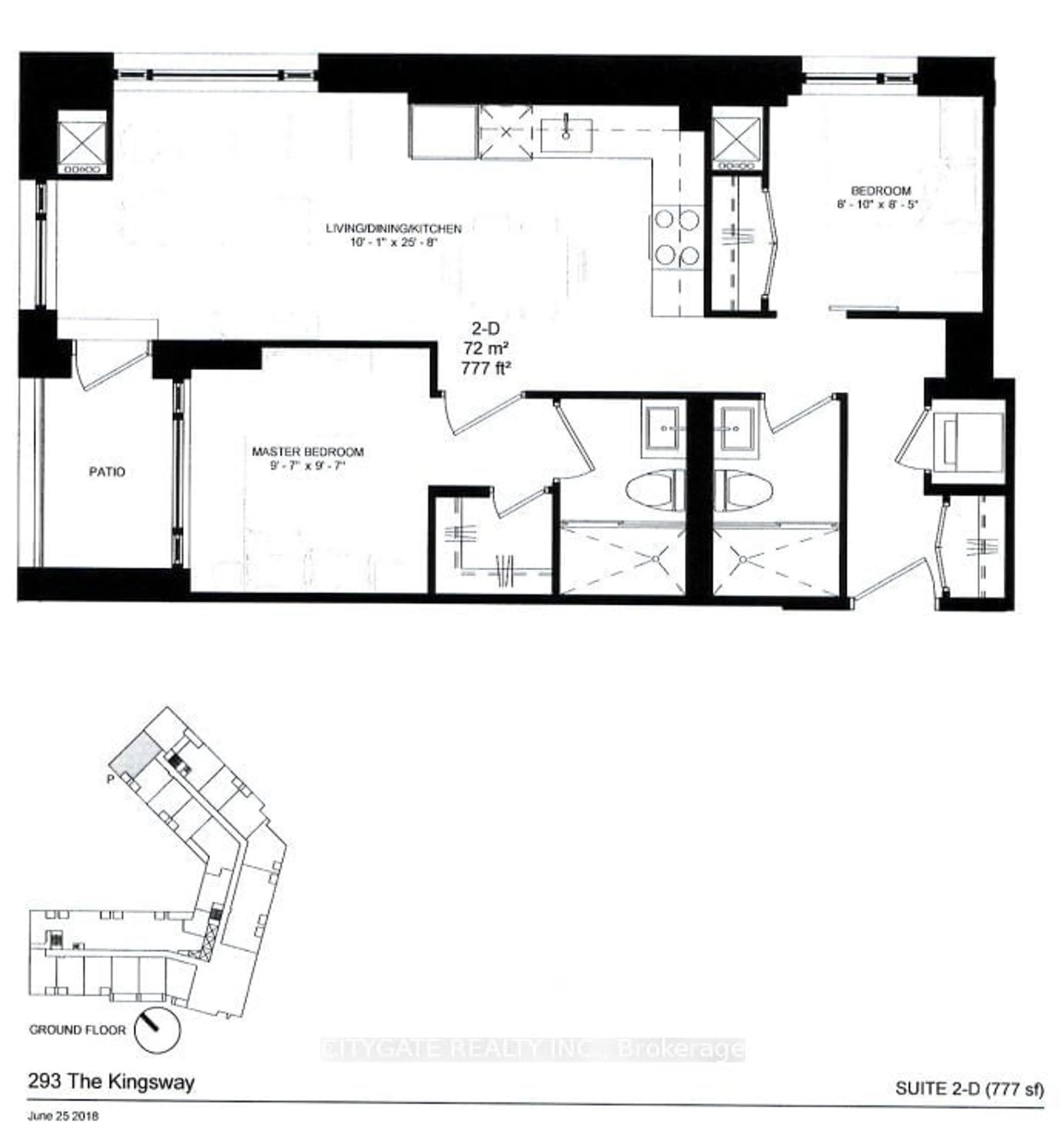Floor plan for 293 The Kingsway Way #105, Toronto Ontario M9A 3T8