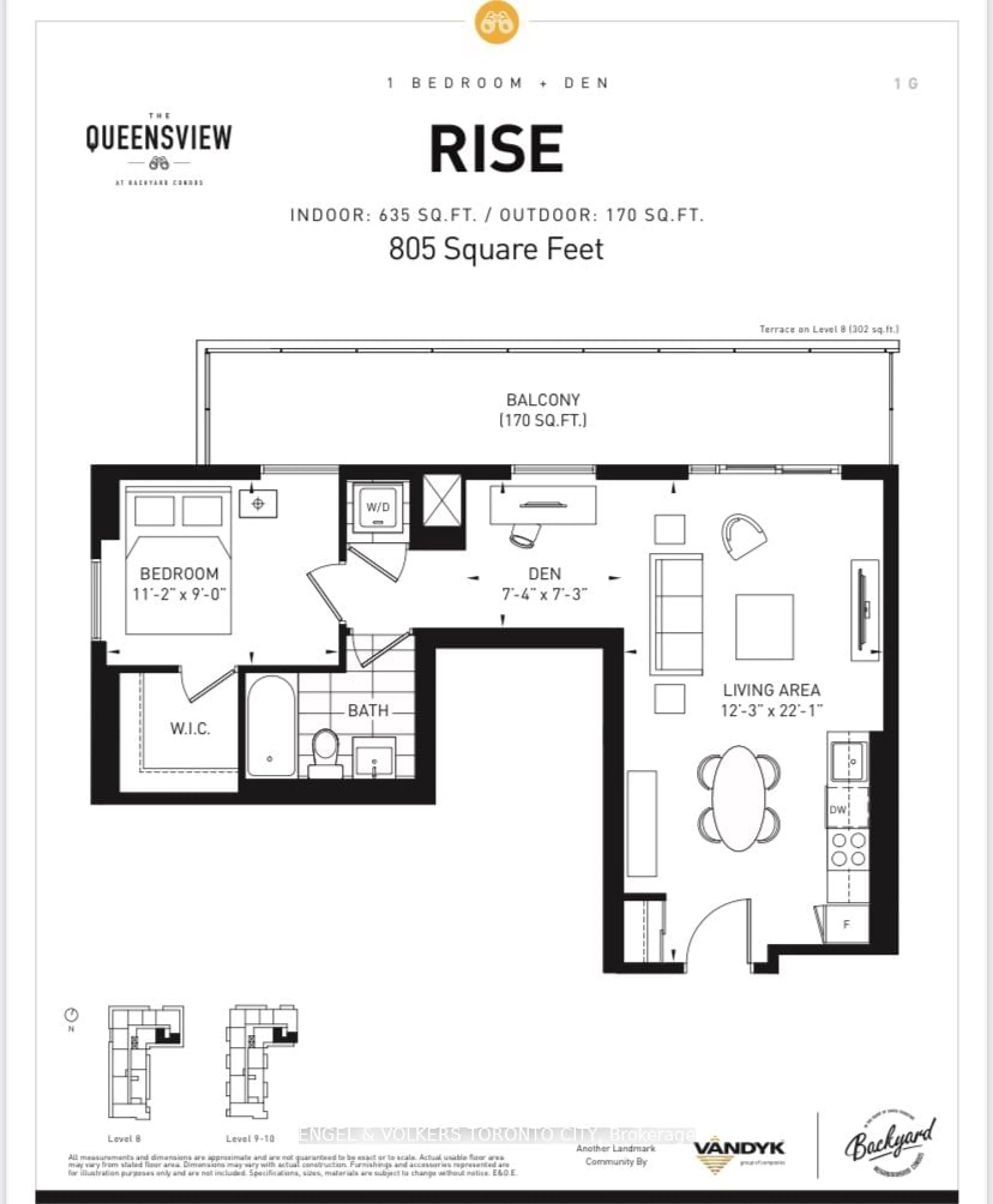 Floor plan for 25 Neighbourhood Lane #811, Toronto Ontario M8Y 0C4
