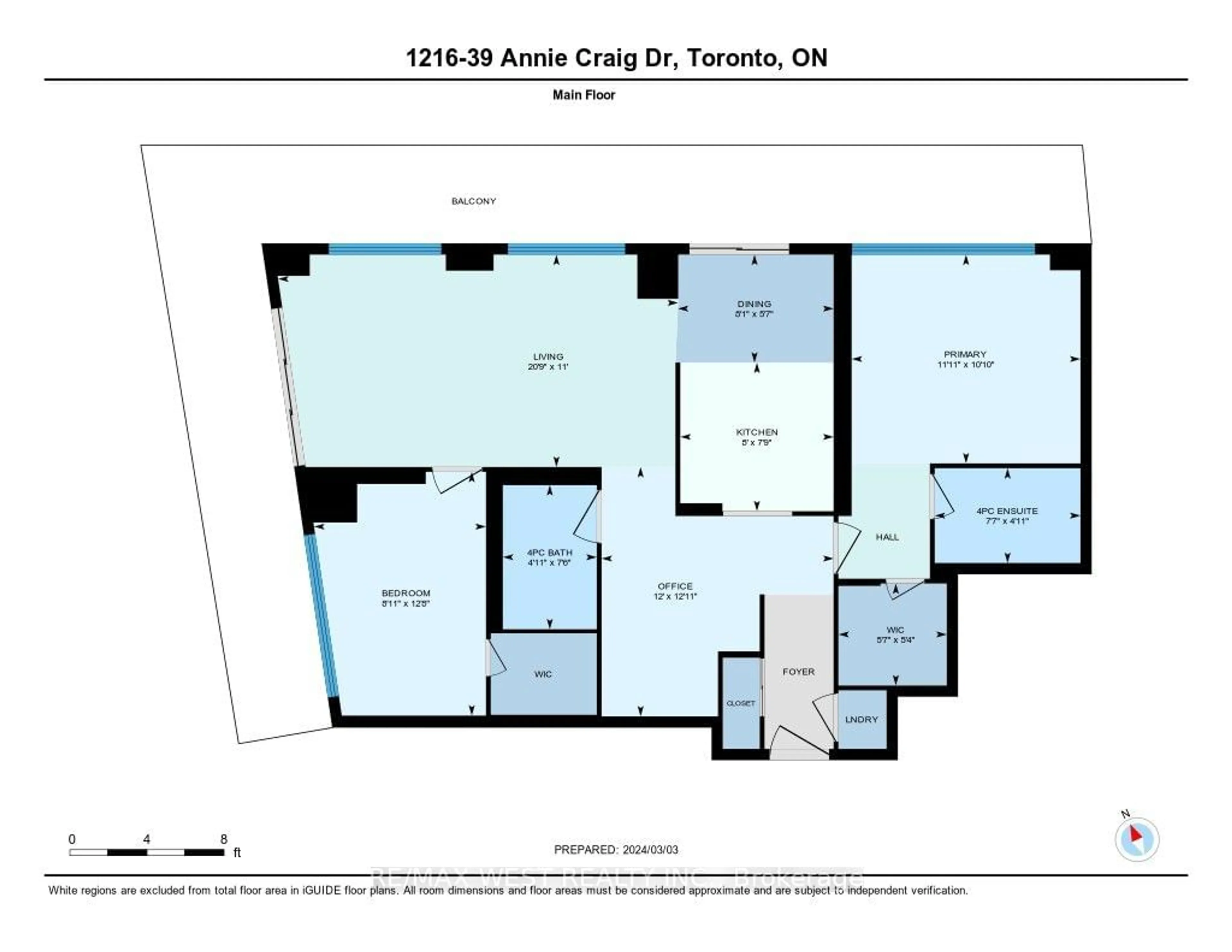 Floor plan for 39 Annie Craig Dr #1216, Toronto Ontario M8V 0C5
