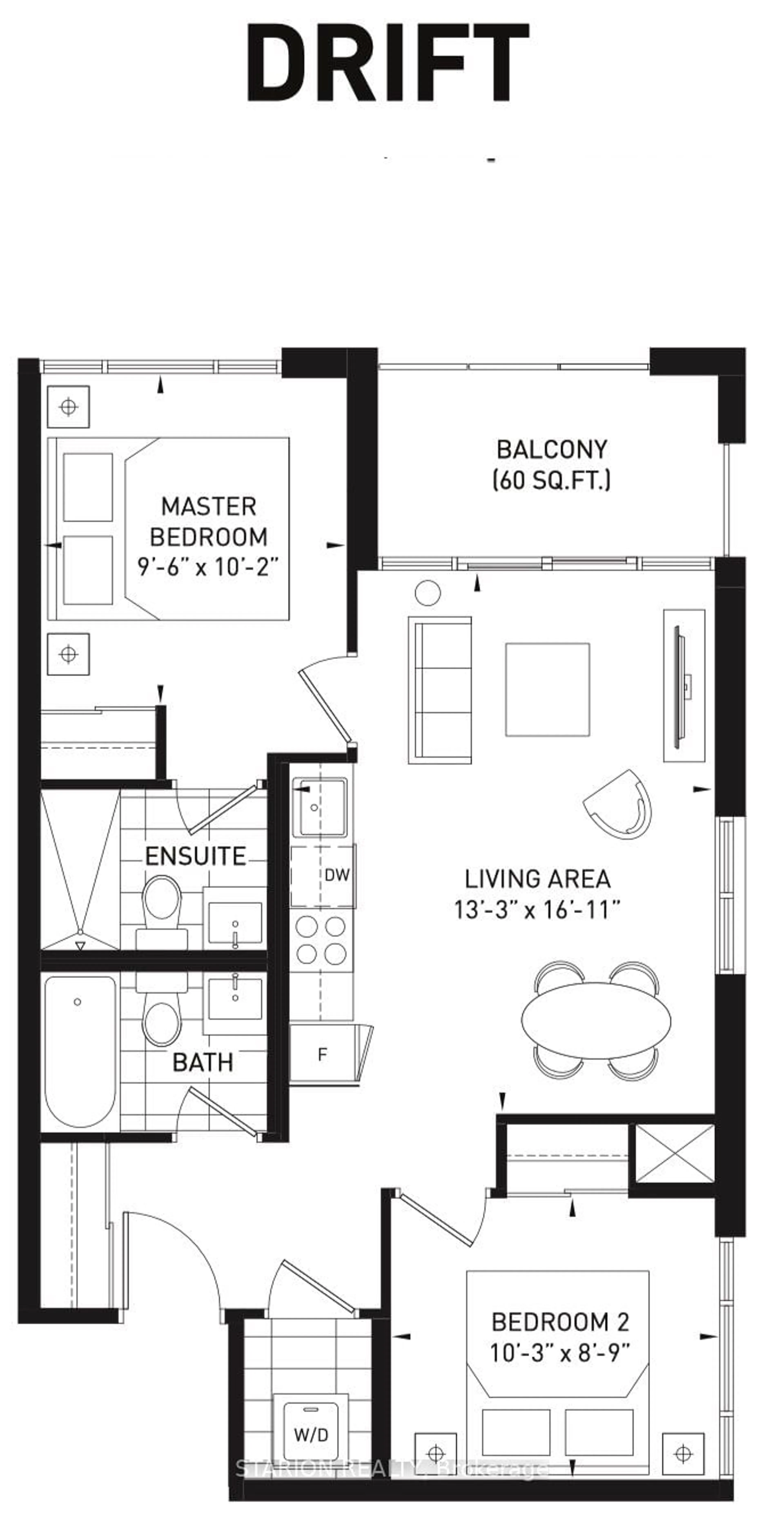 Floor plan for 25 Neighbourhood Lane #513, Toronto Ontario M8Y 0C4