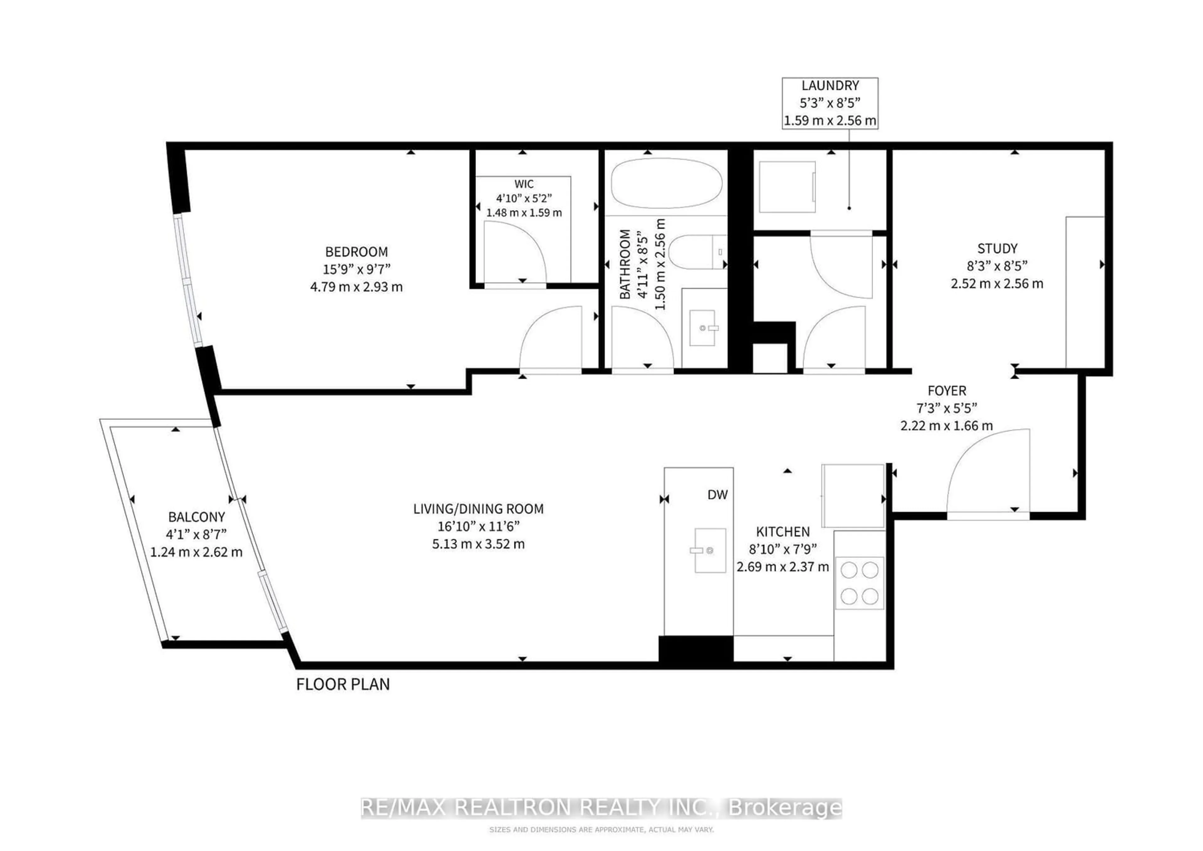 Floor plan for 5 Valhalla Inn Rd #1611, Toronto Ontario M9B 0B1
