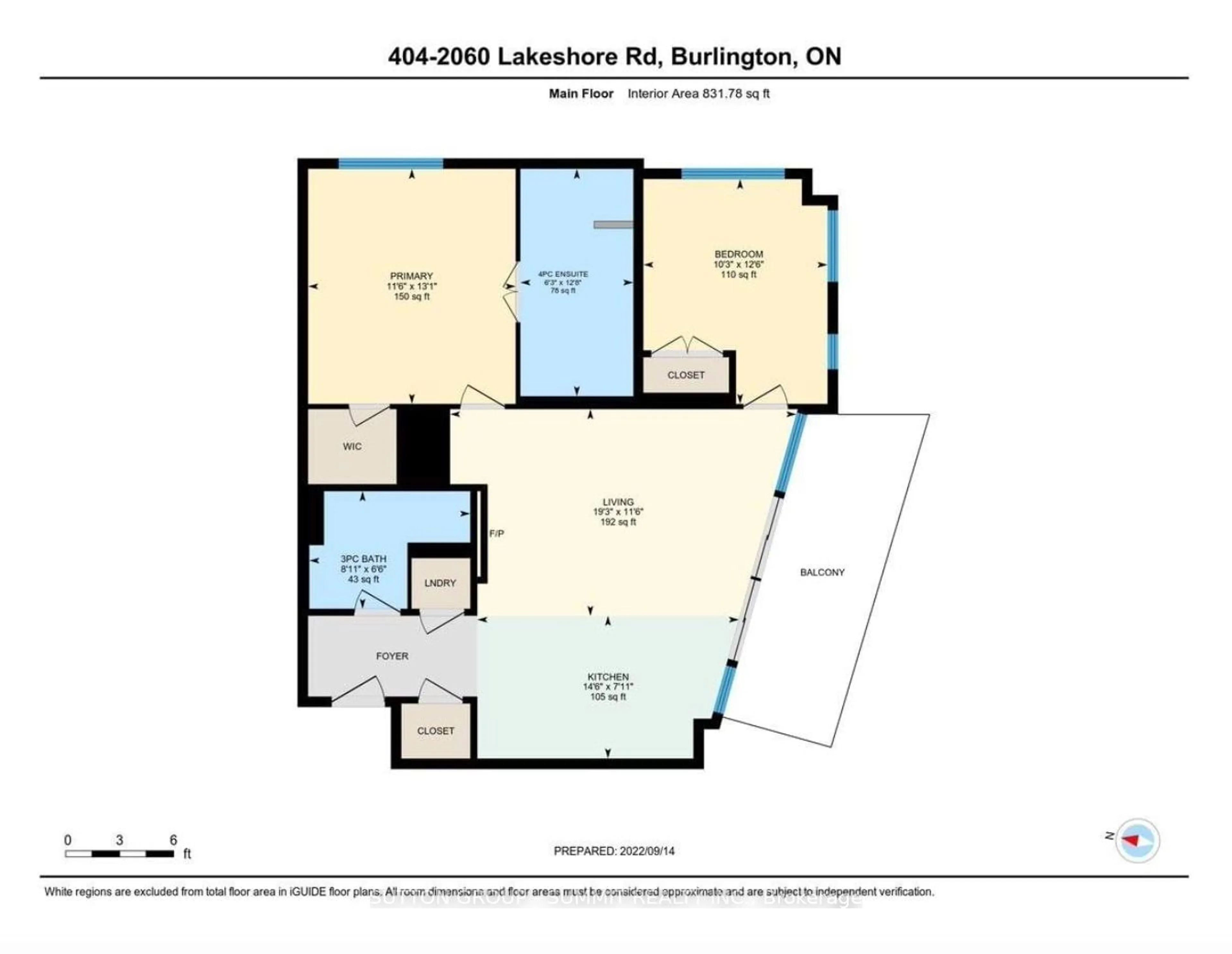Floor plan for 2060 Lakeshore Rd #404, Burlington Ontario L7E 0G2