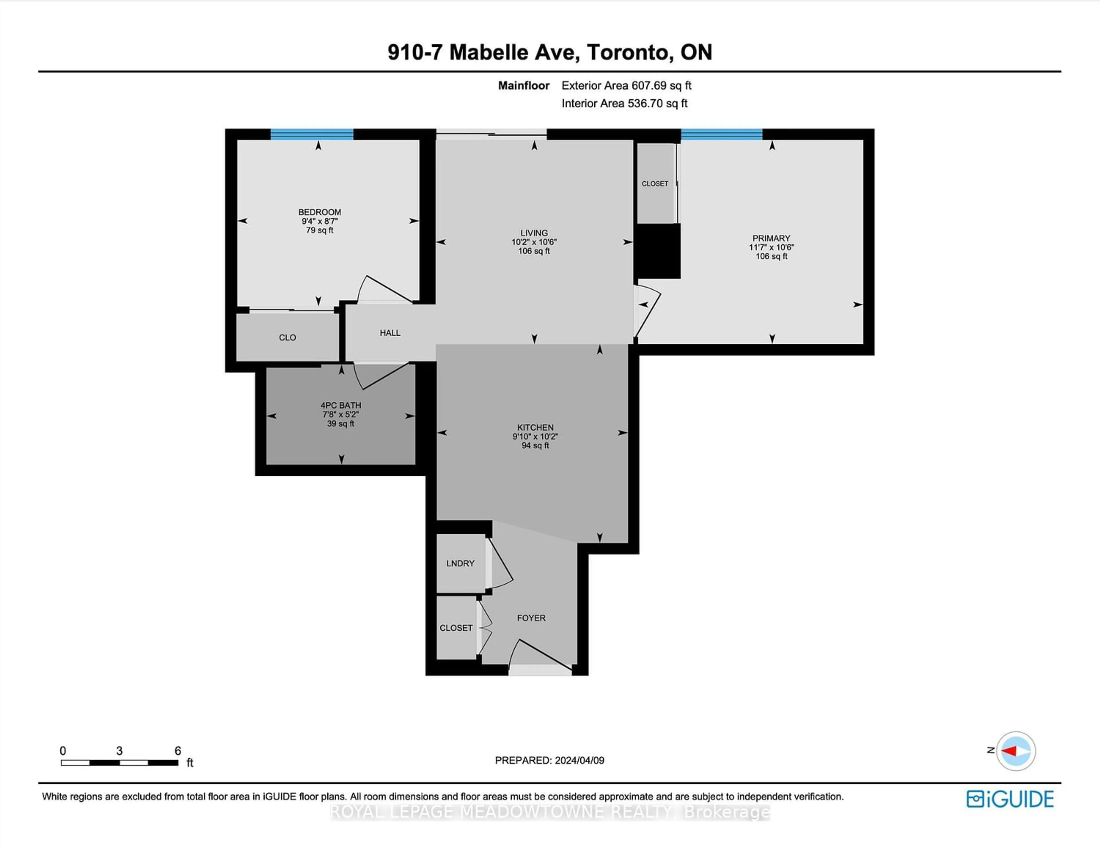 Floor plan for 7 Mabelle Ave #910, Toronto Ontario M9A 0C9