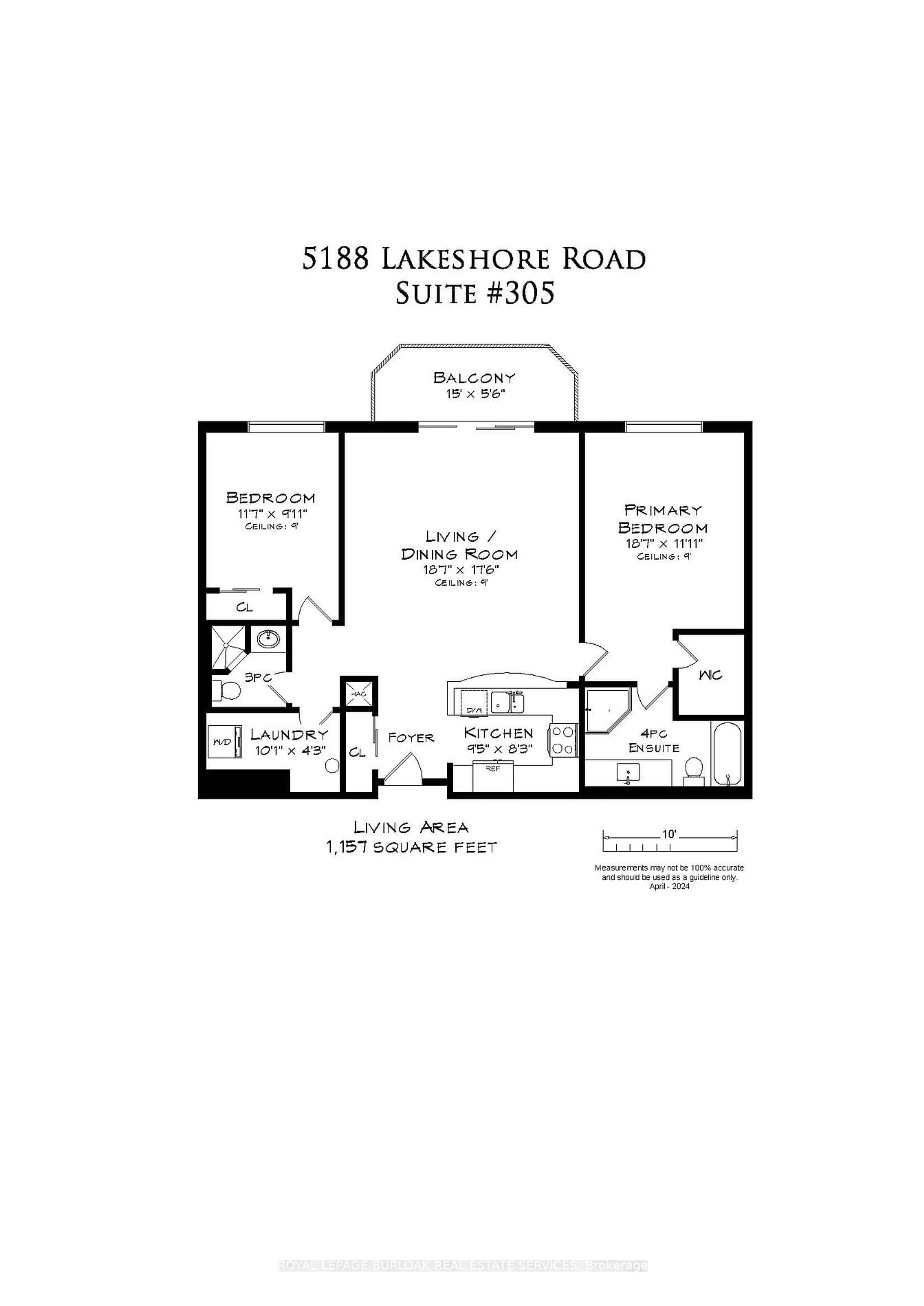 Floor plan for 5188 Lakeshore Rd #305, Burlington Ontario L7L 6P4