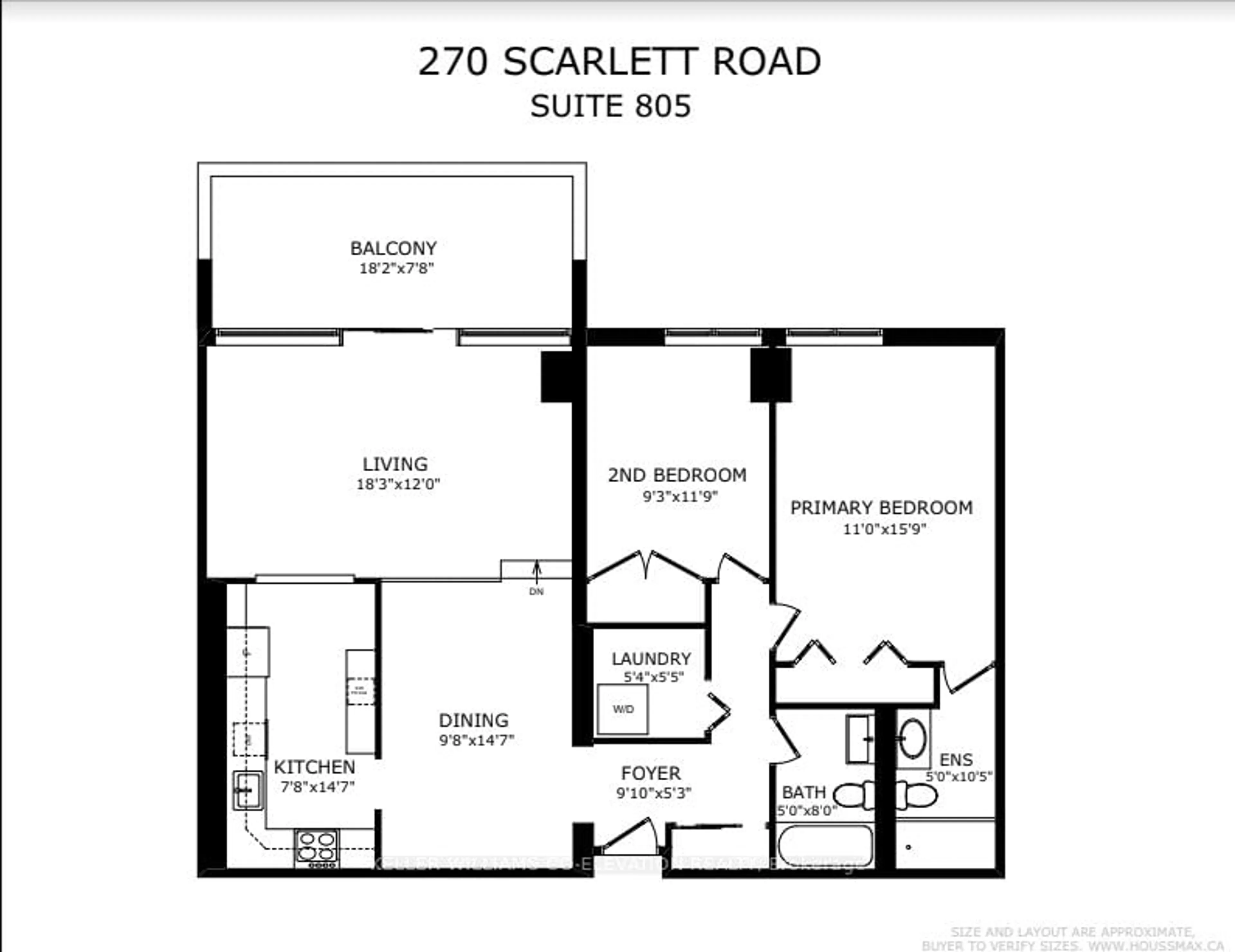 Floor plan for 270 Scarlett Rd #805, Toronto Ontario M6N 4X7