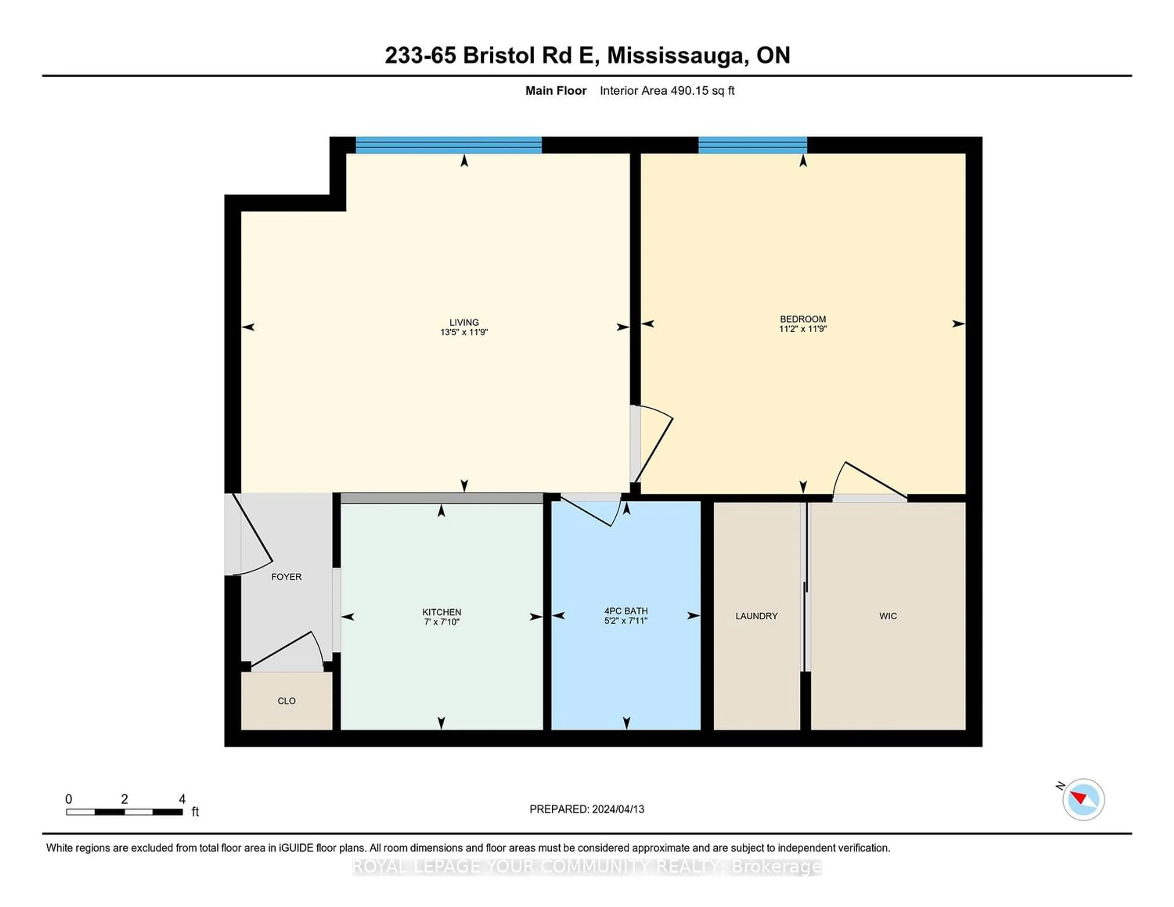 Floor plan for 65 Bristol Rd #233, Mississauga Ontario L4Z 3P1