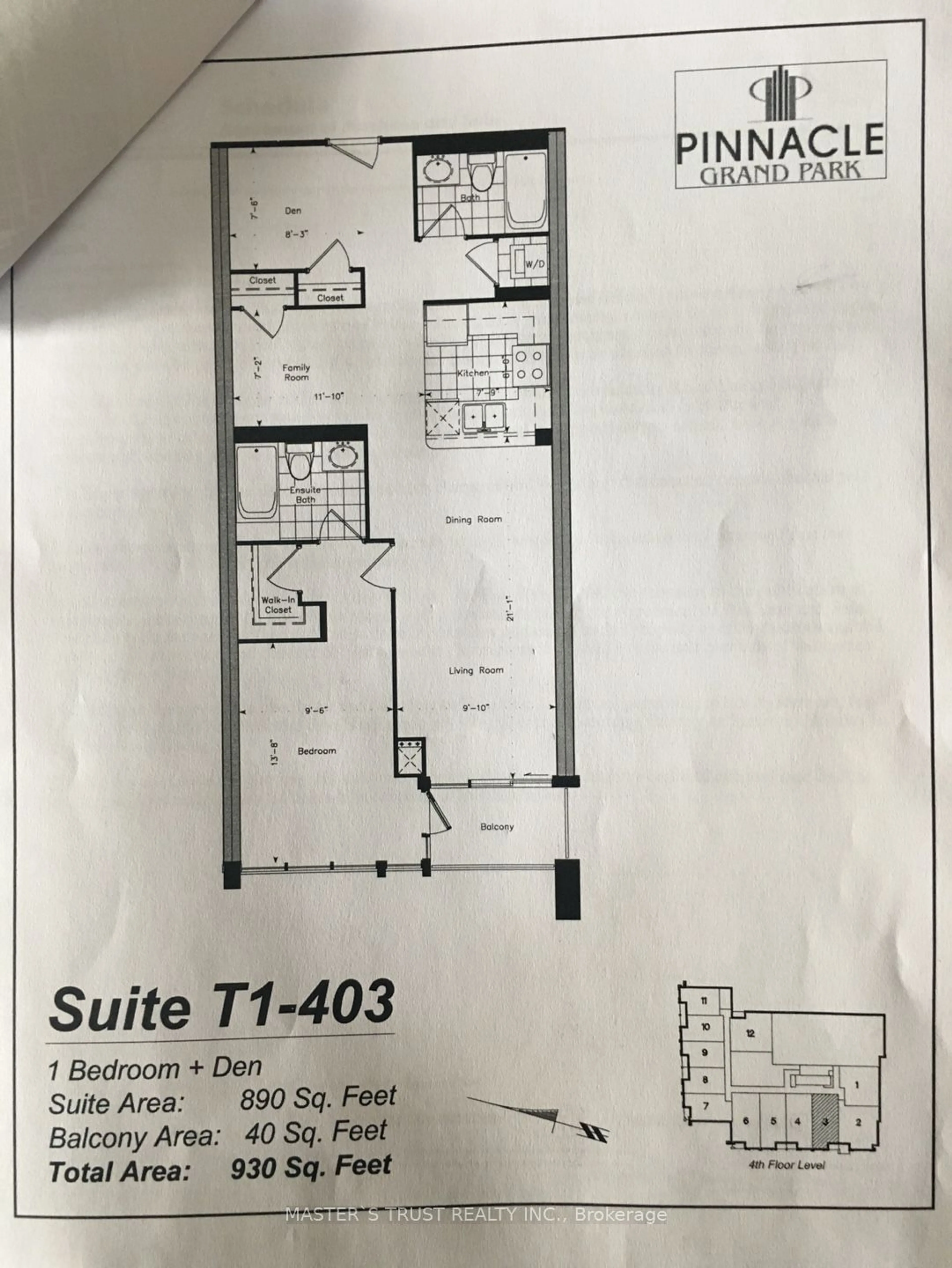 Floor plan for 3985 Grand Park Dr #403, Mississauga Ontario L5B 0H8