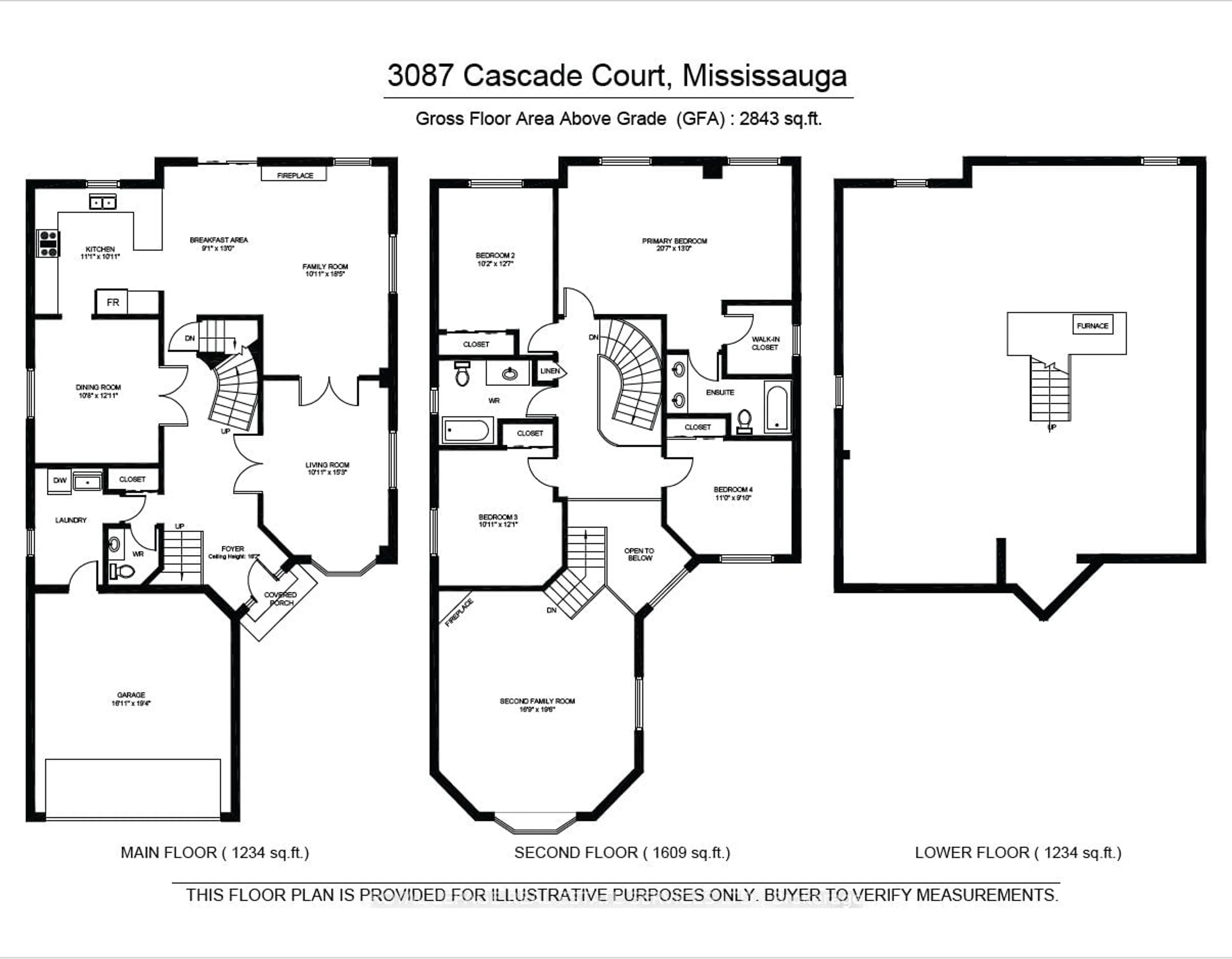 Floor plan for 3087 Cascade Crt, Mississauga Ontario L5L 5L9