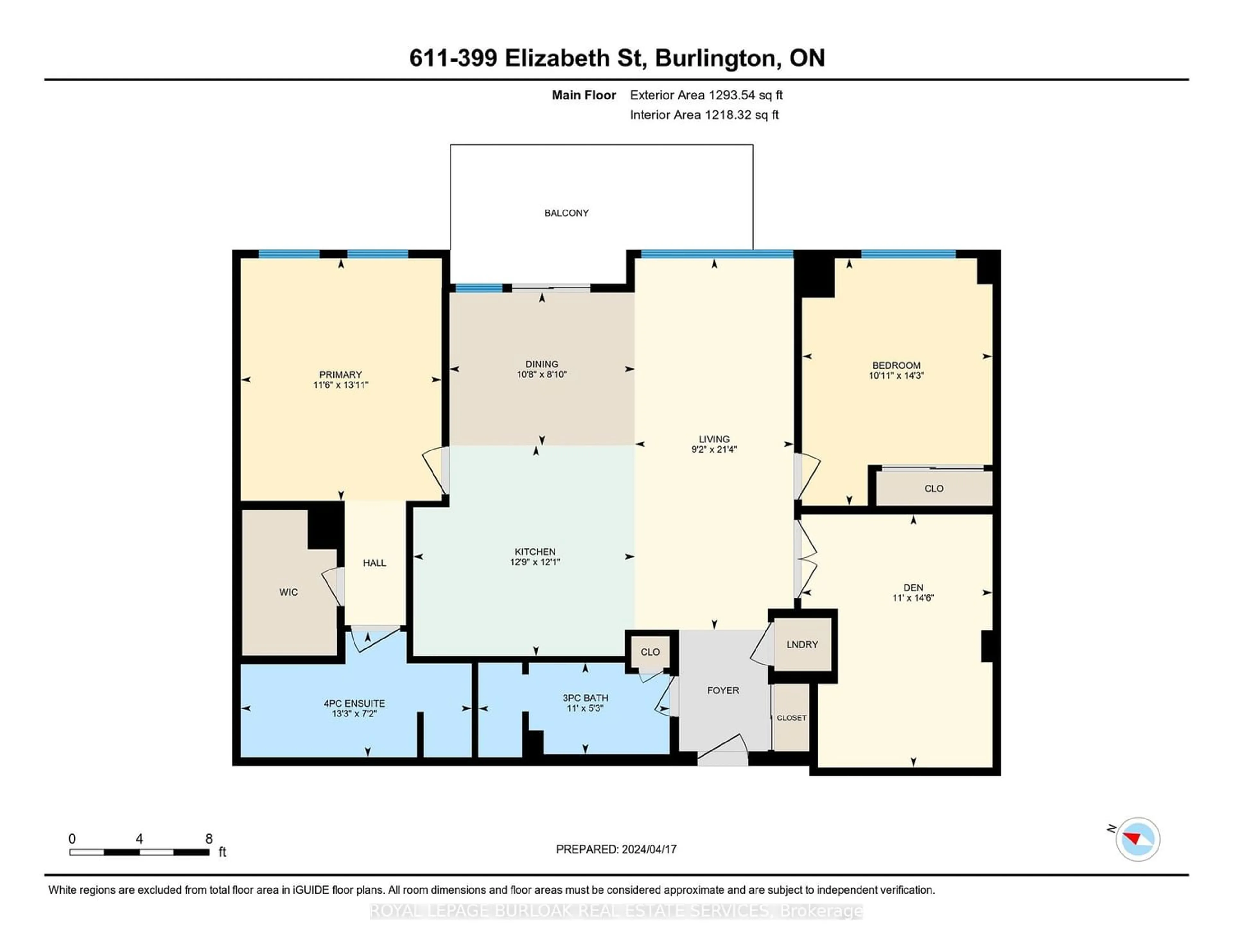 Floor plan for 399 Elizabeth St #611, Burlington Ontario L7R 0A4