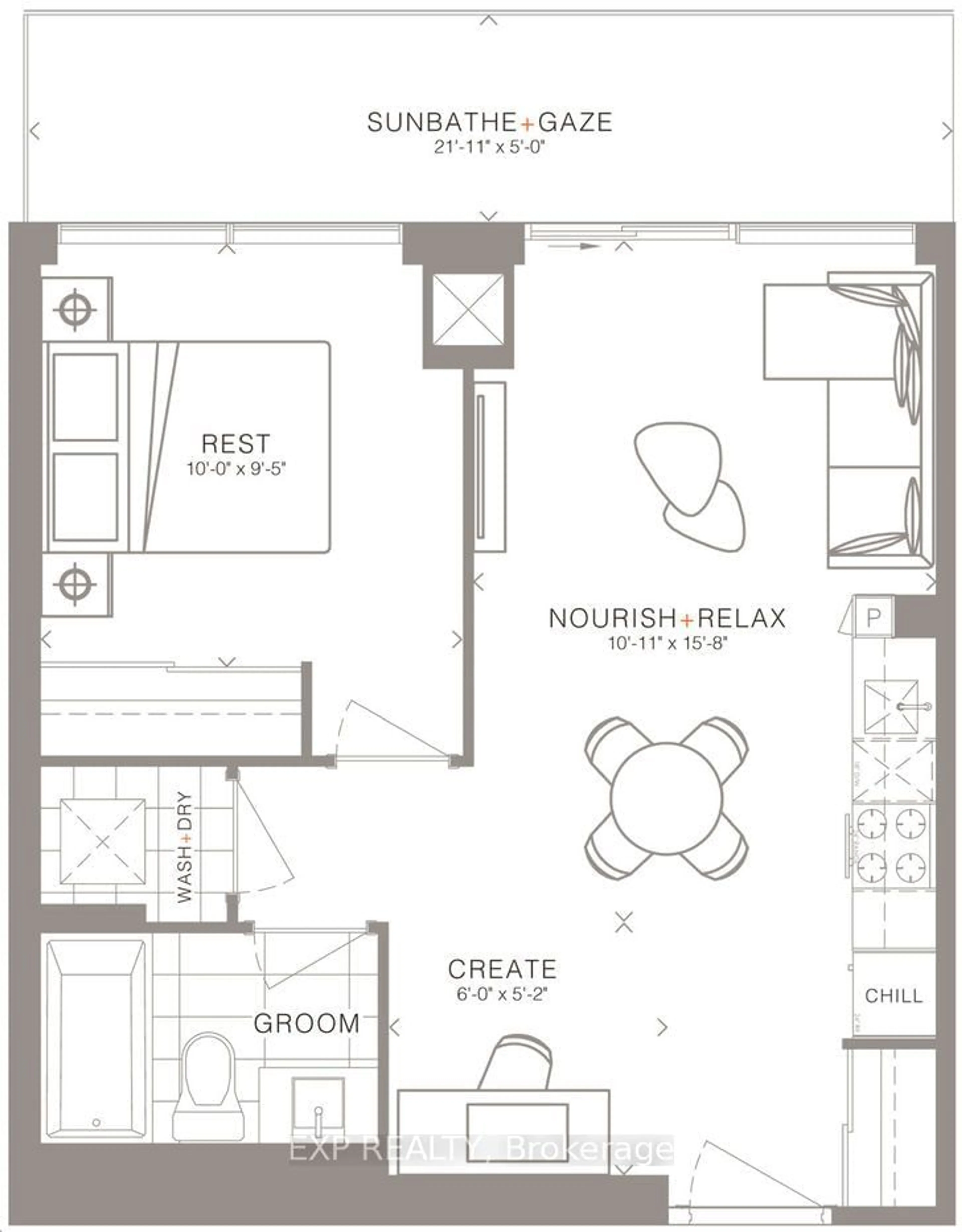 Floor plan for 251 Manitoba St #1901, Toronto Ontario M8Y 0C7