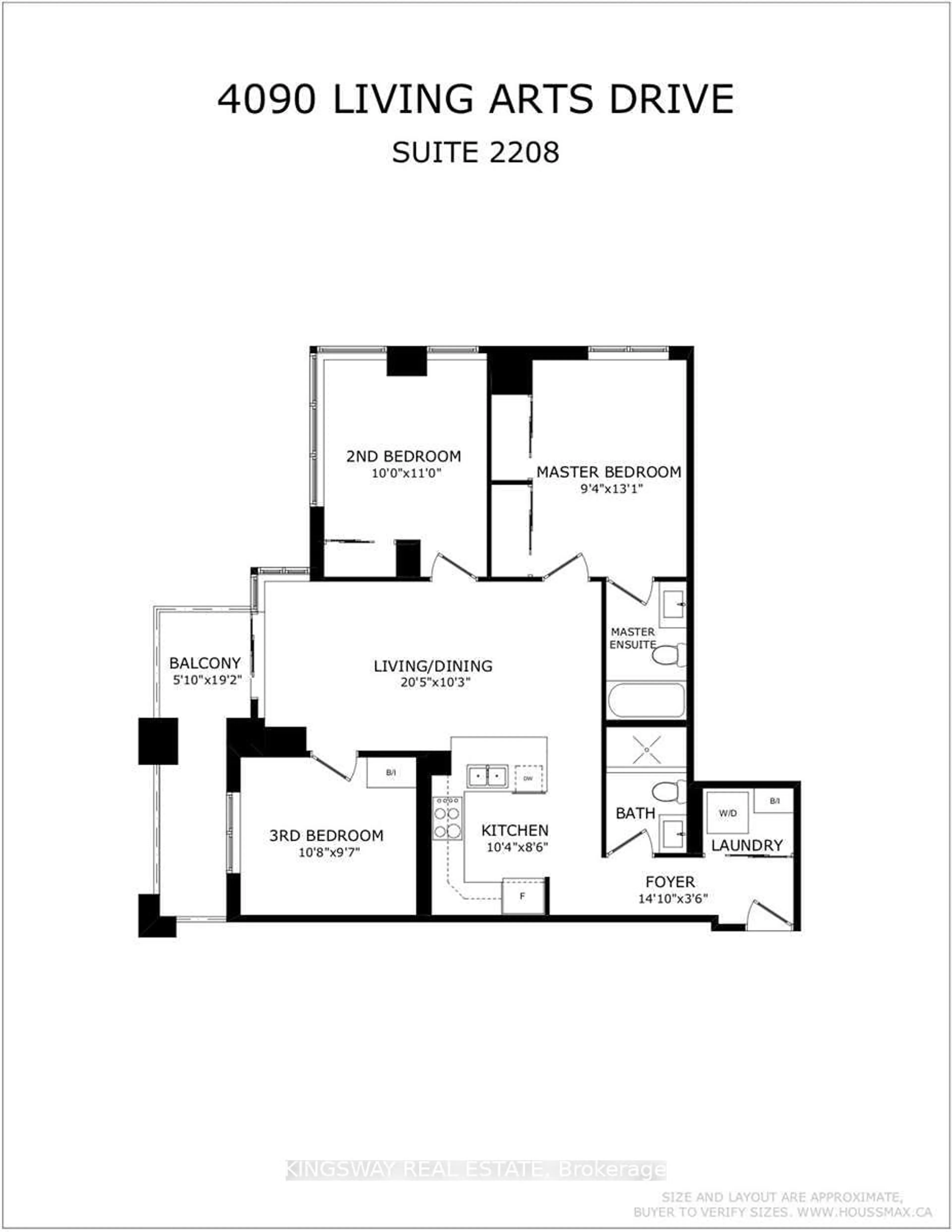 Floor plan for 4090 Living Arts Dr #2208, Mississauga Ontario L5B 4M8
