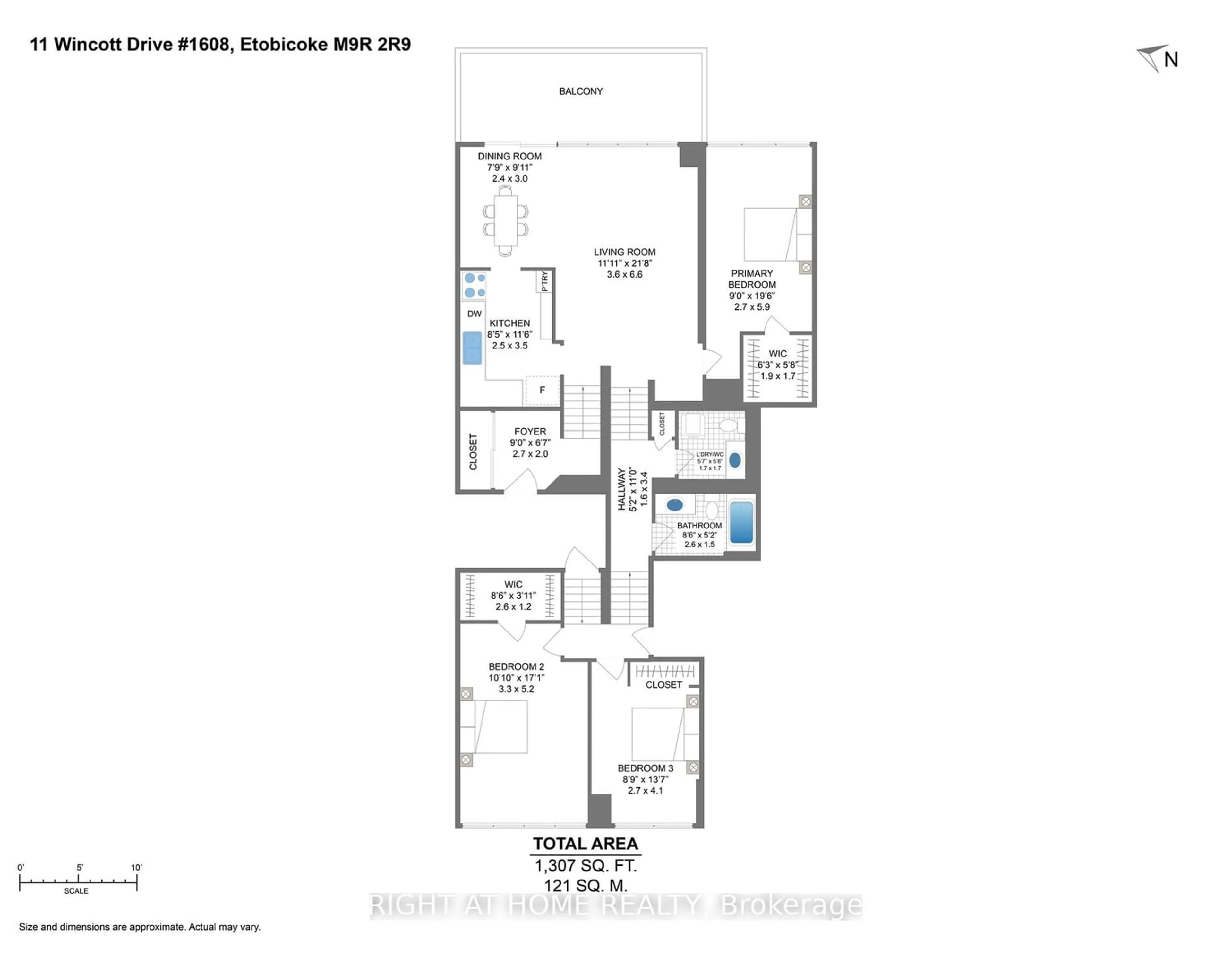 Floor plan for 11 Wincott Dr #1608, Toronto Ontario M9R 2R9