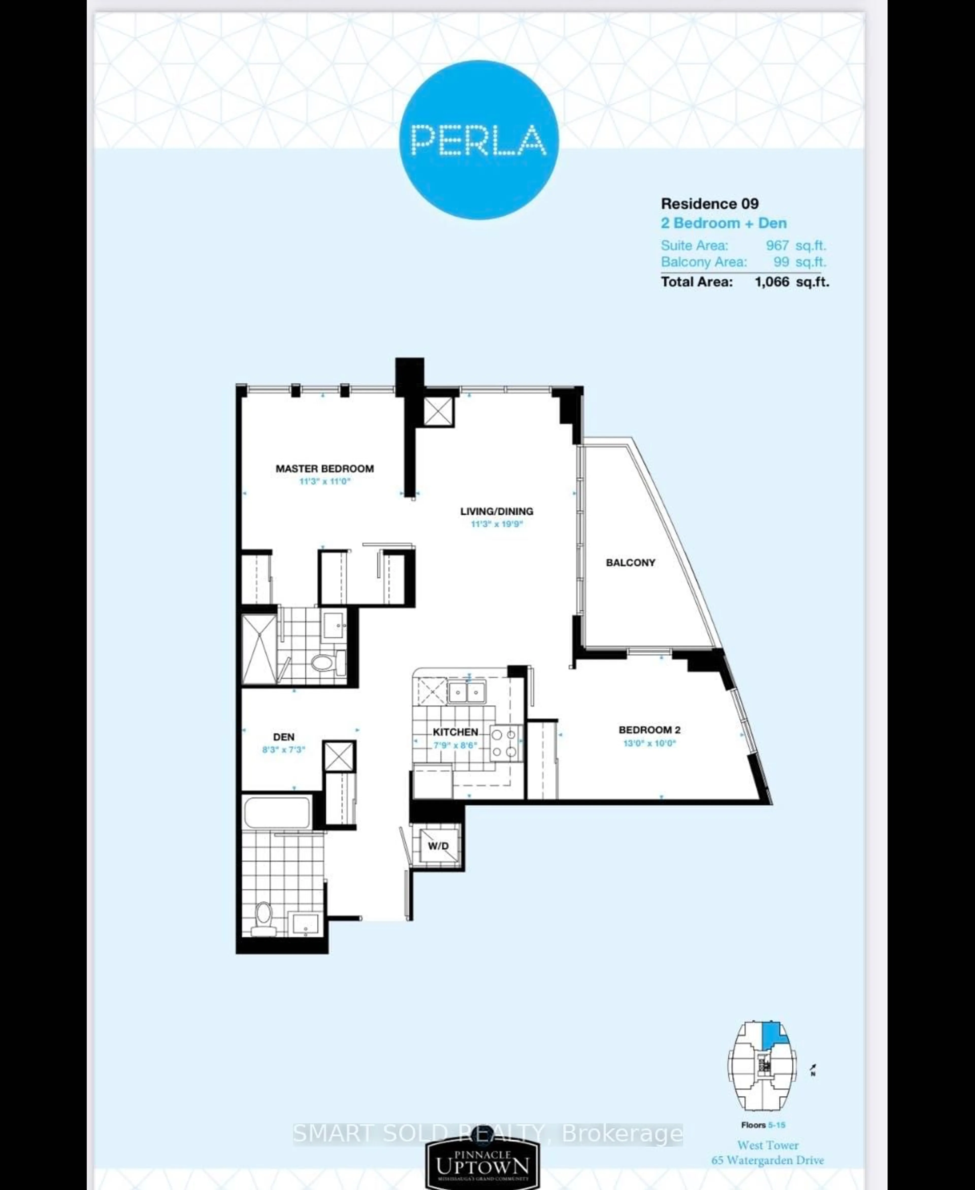 Floor plan for 65 Watergarden Dr #1109, Mississauga Ontario L5R 0G9