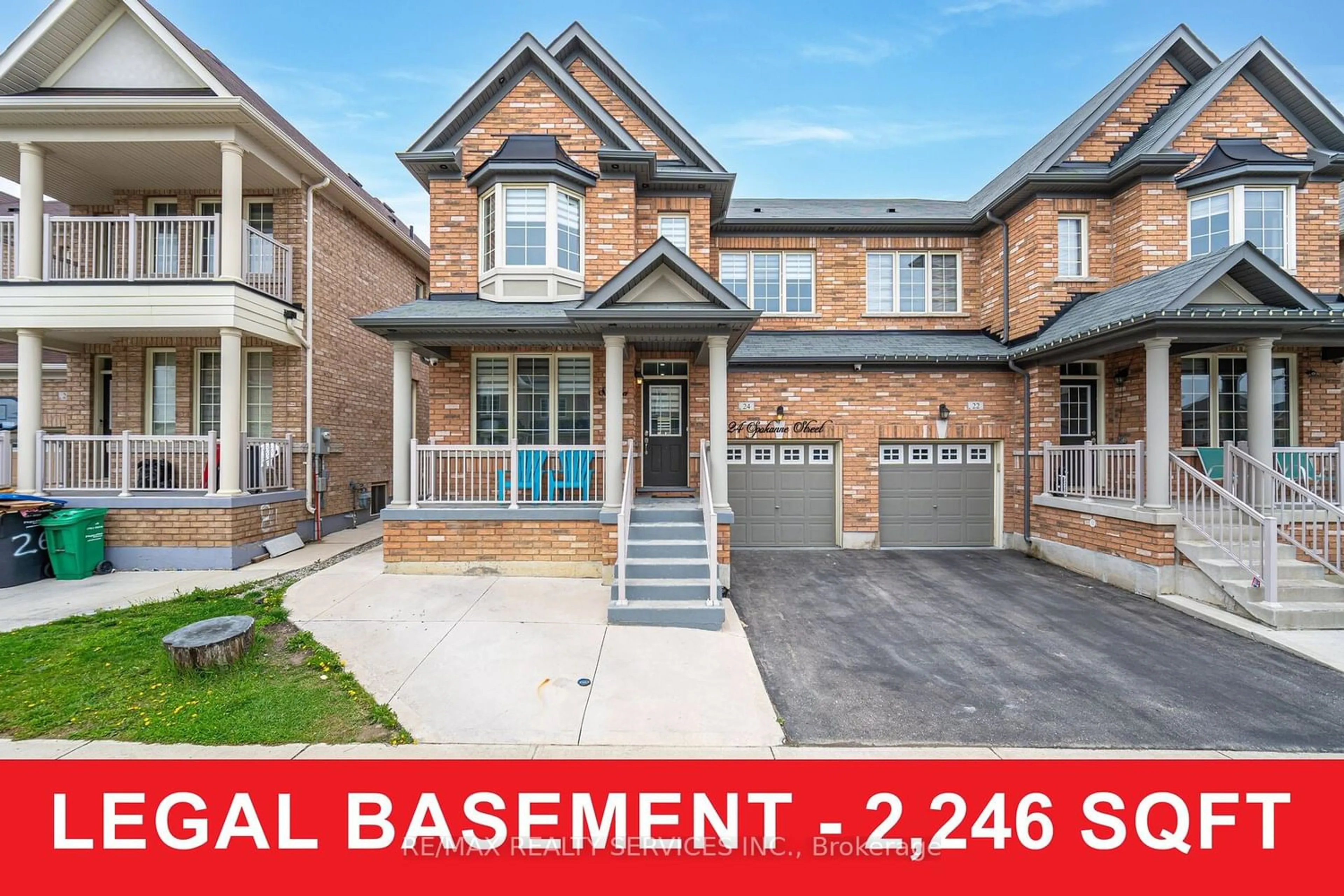 Home with brick exterior material for 24 Spokanne St, Brampton Ontario L6R 4A2