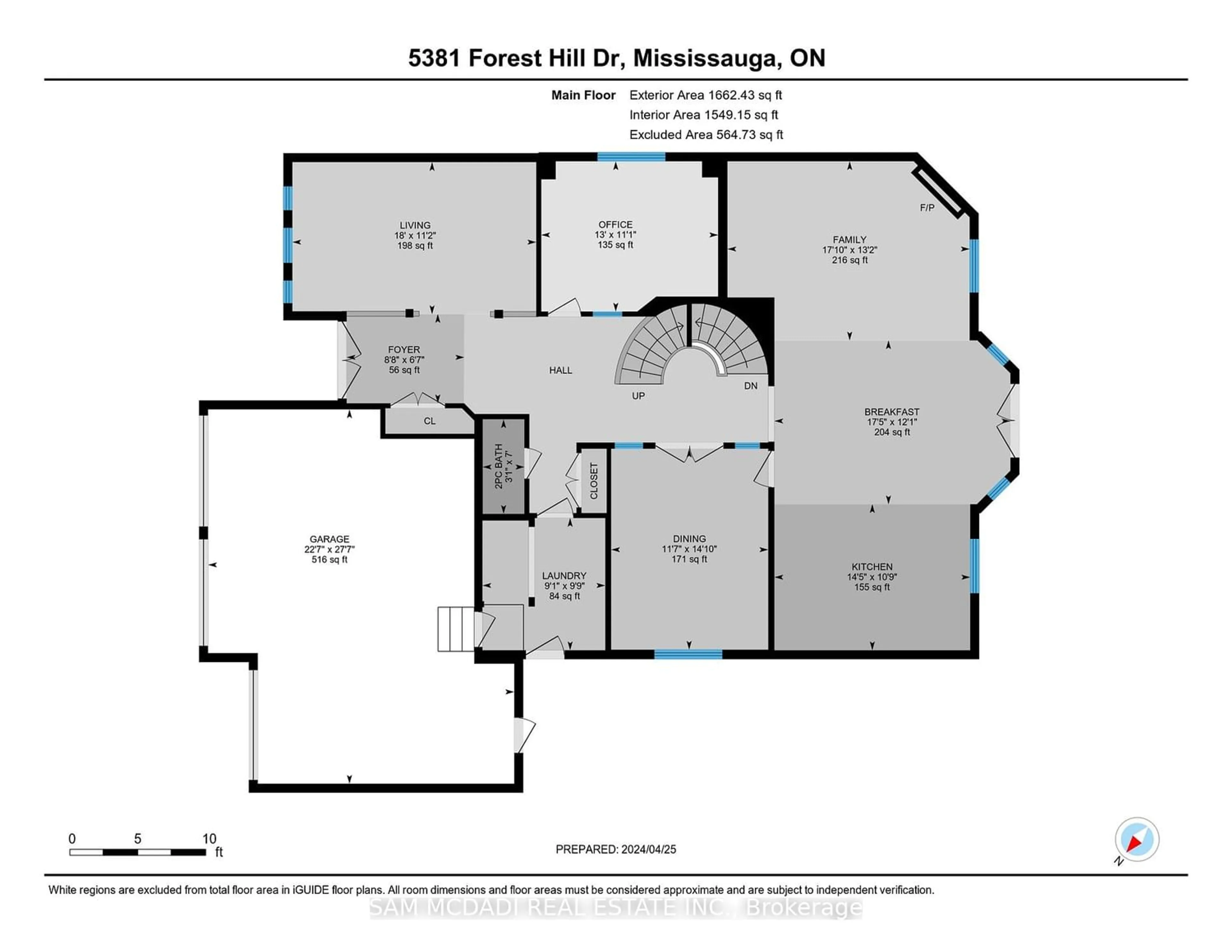 Floor plan for 5381 Forest Hill Dr, Mississauga Ontario L5M 6G9