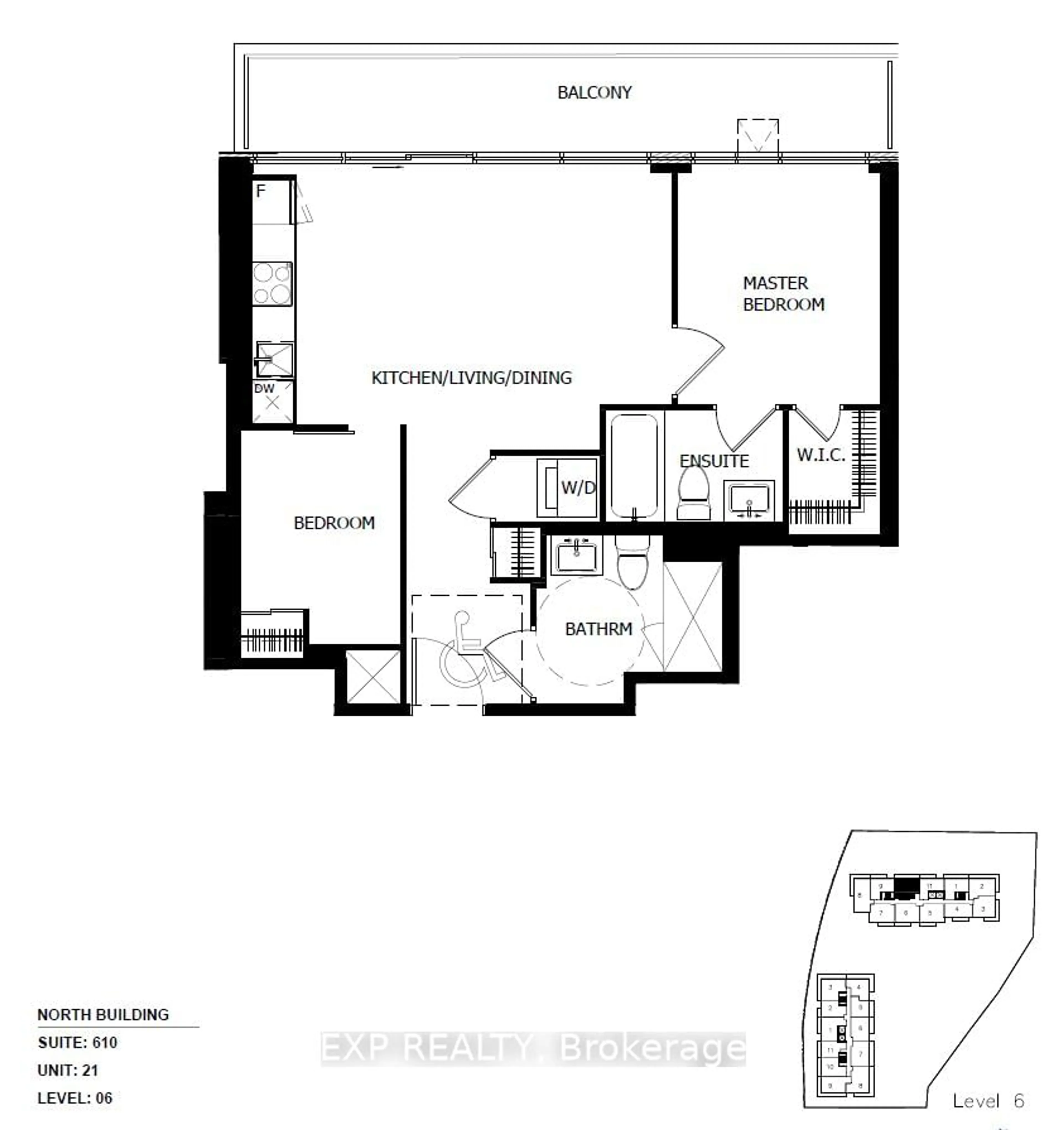 Floor plan for 225 Veterans Dr #610, Brampton Ontario L7A 5L7