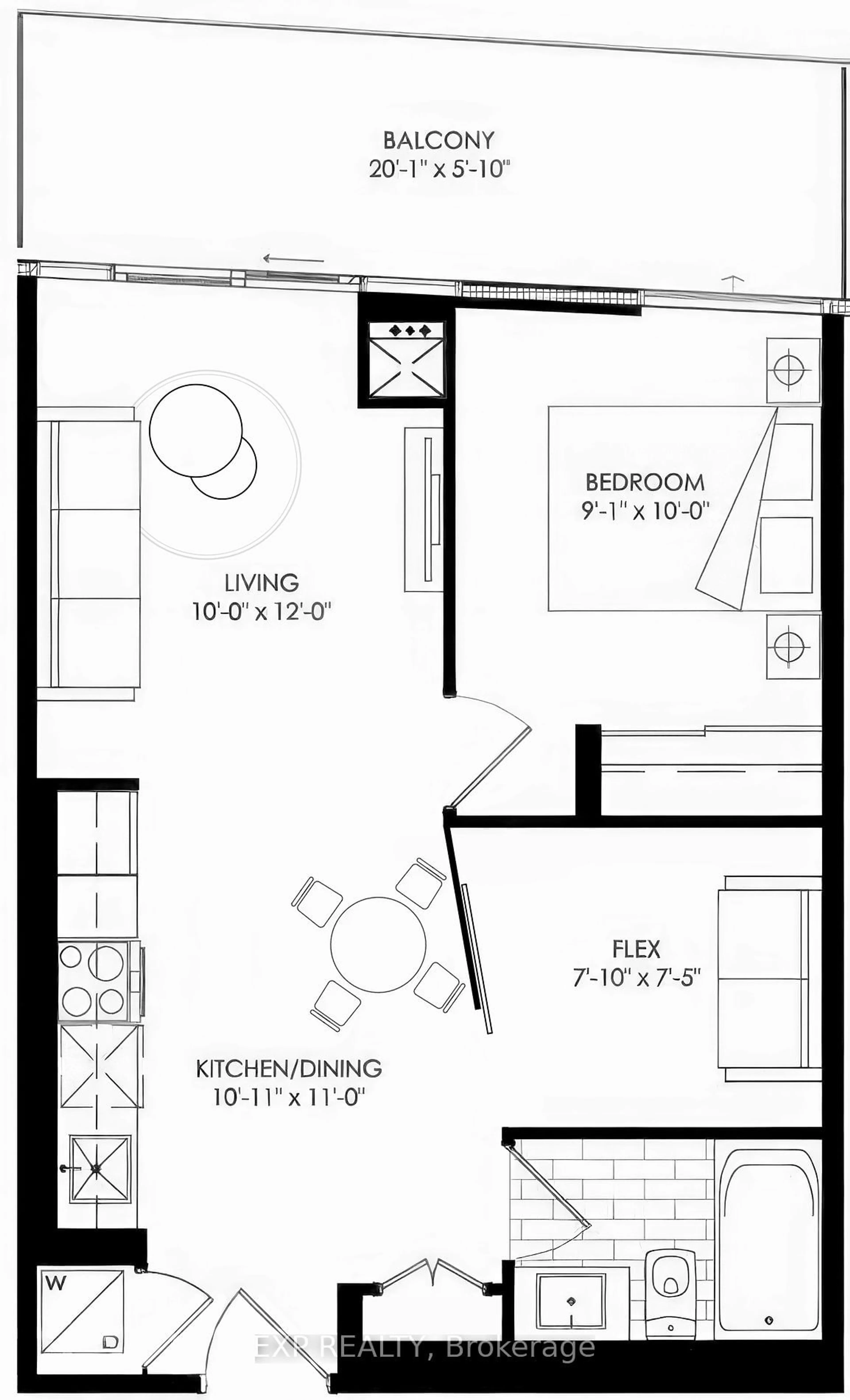 Floor plan for 160 Flemington Rd #608, Toronto Ontario M6A 1N6