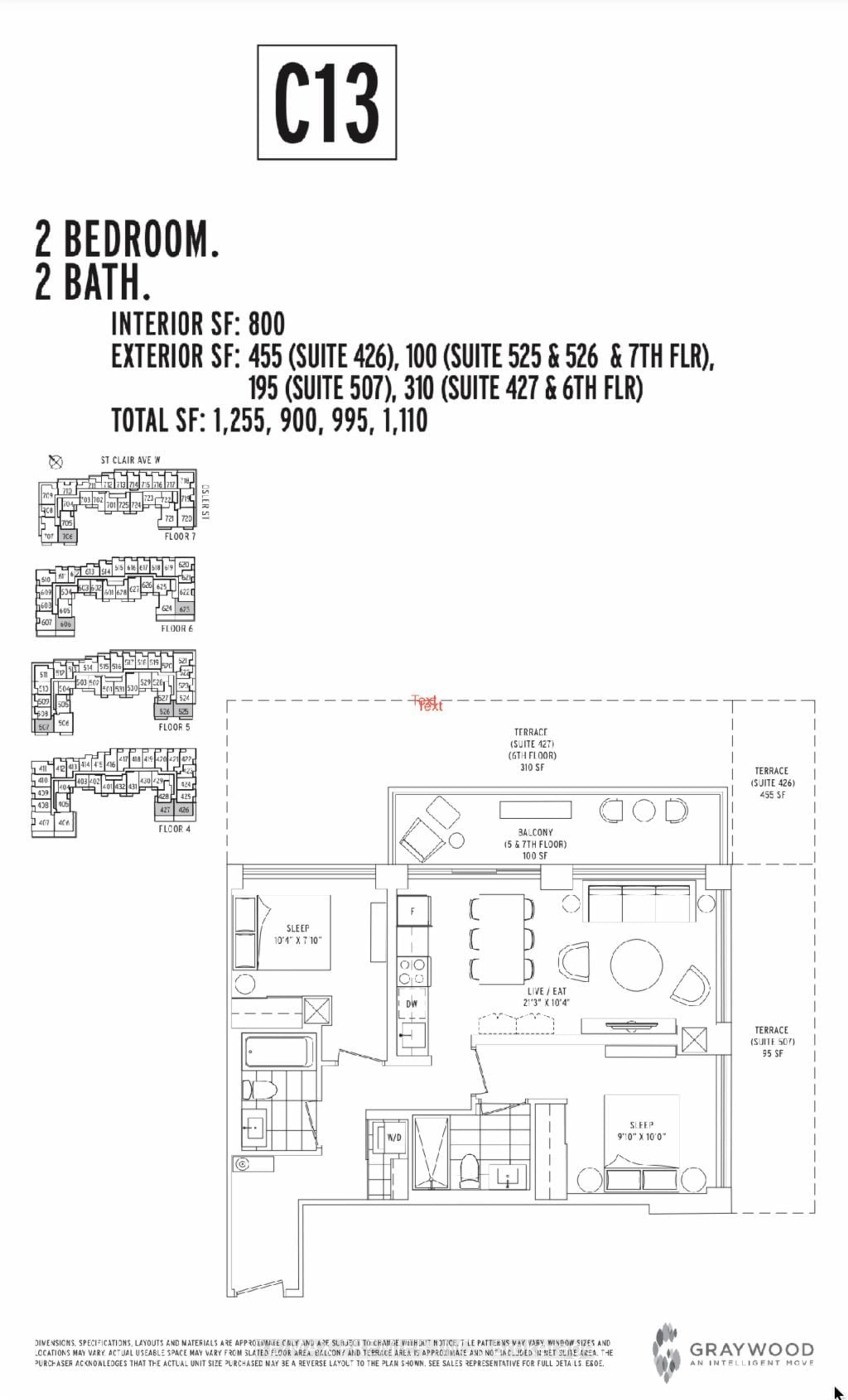 Floor plan for 1787 St. Clair Ave #623, Toronto Ontario M6N 1J6