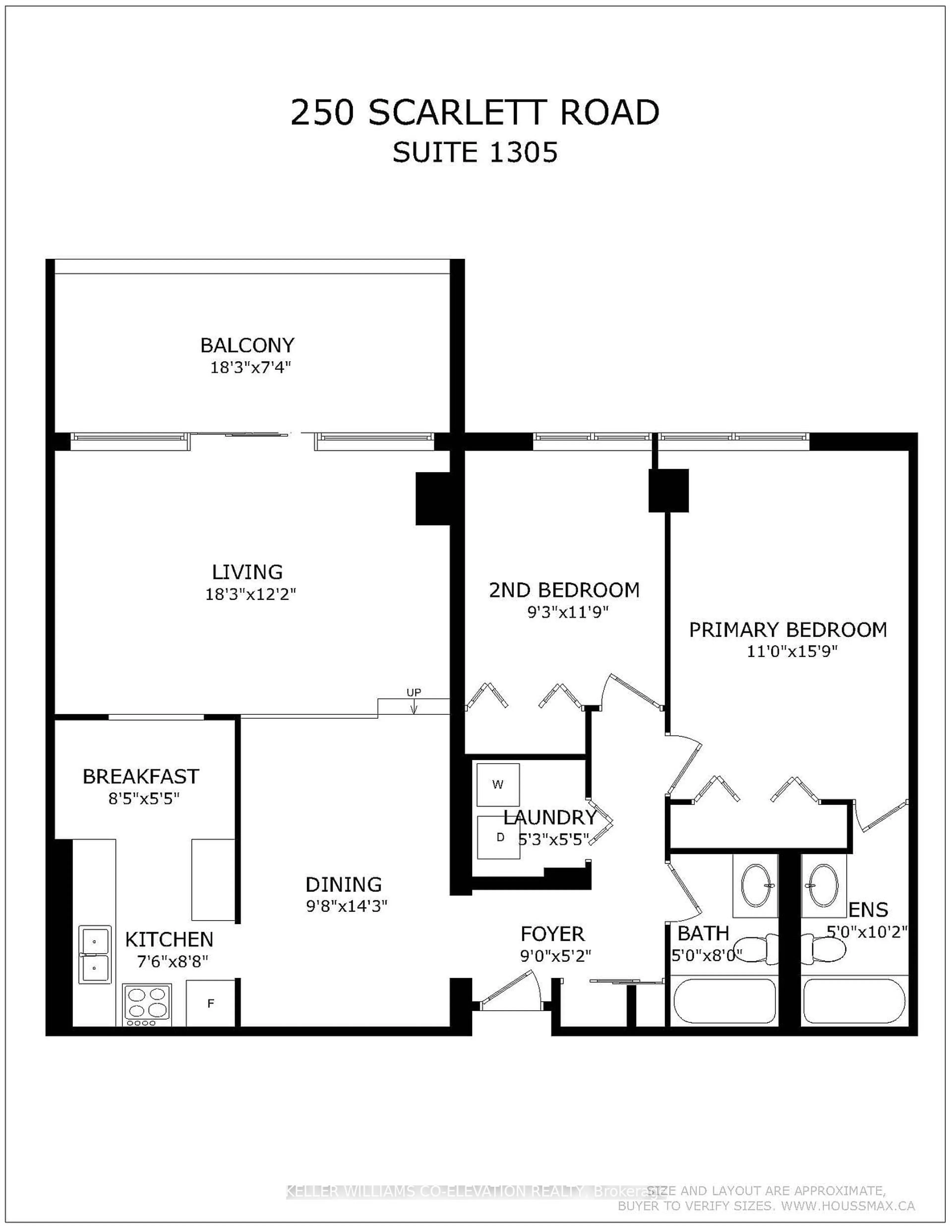 Floor plan for 250 Scarlett Rd #1305, Toronto Ontario M6N 4X5