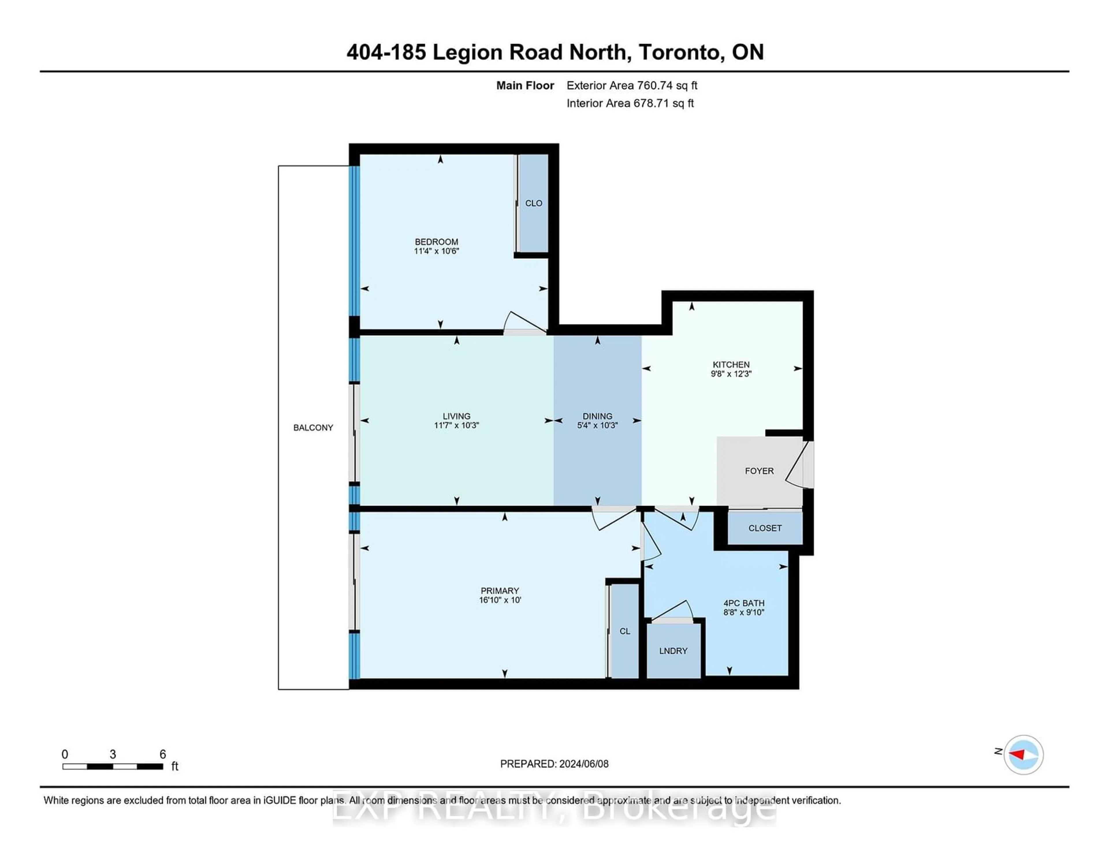 Floor plan for 185 Legion Rd #404, Toronto Ontario M8Y 0A1