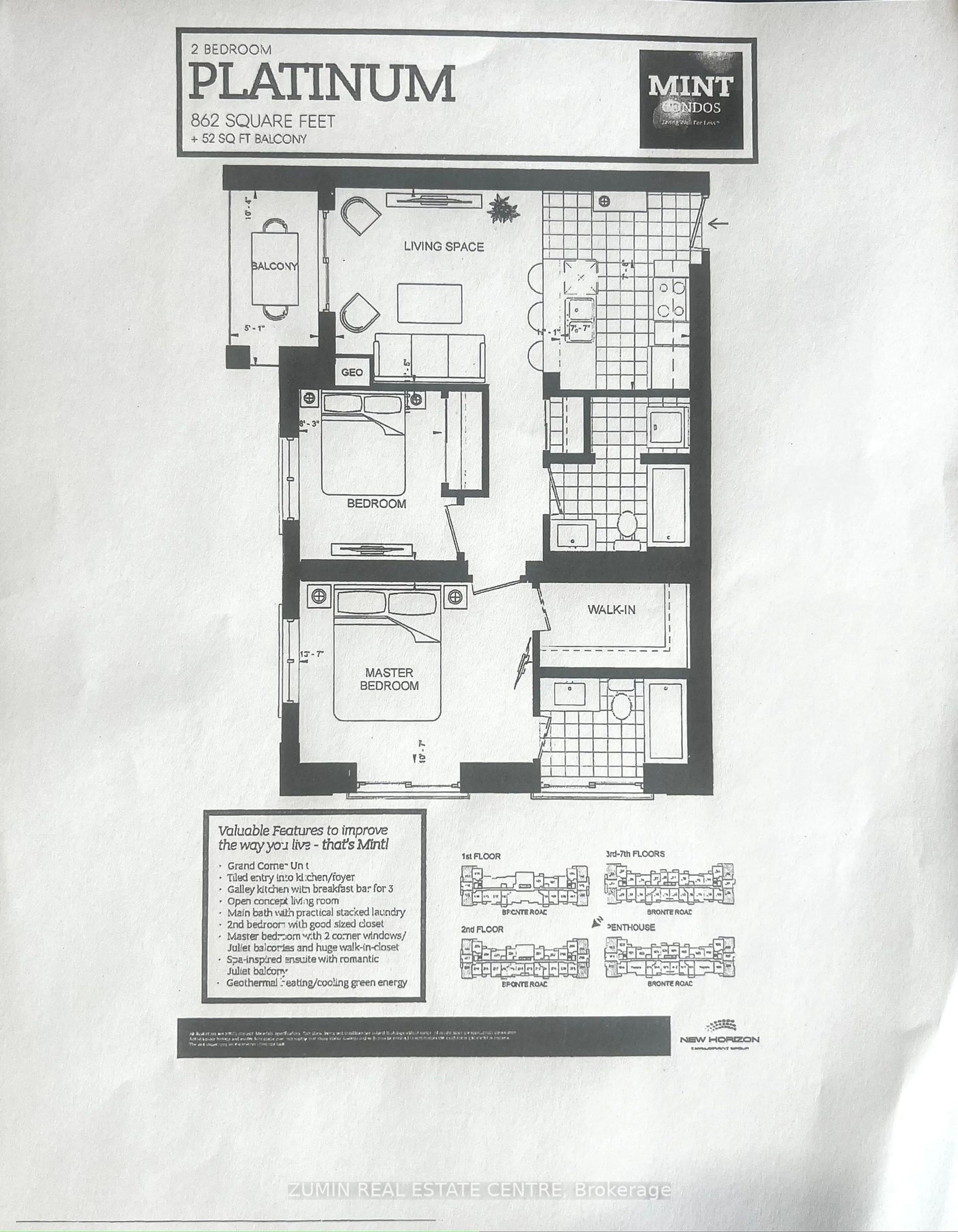 Floor plan for 2486 Old Bronte Rd #806, Oakville Ontario L6M 0Y4