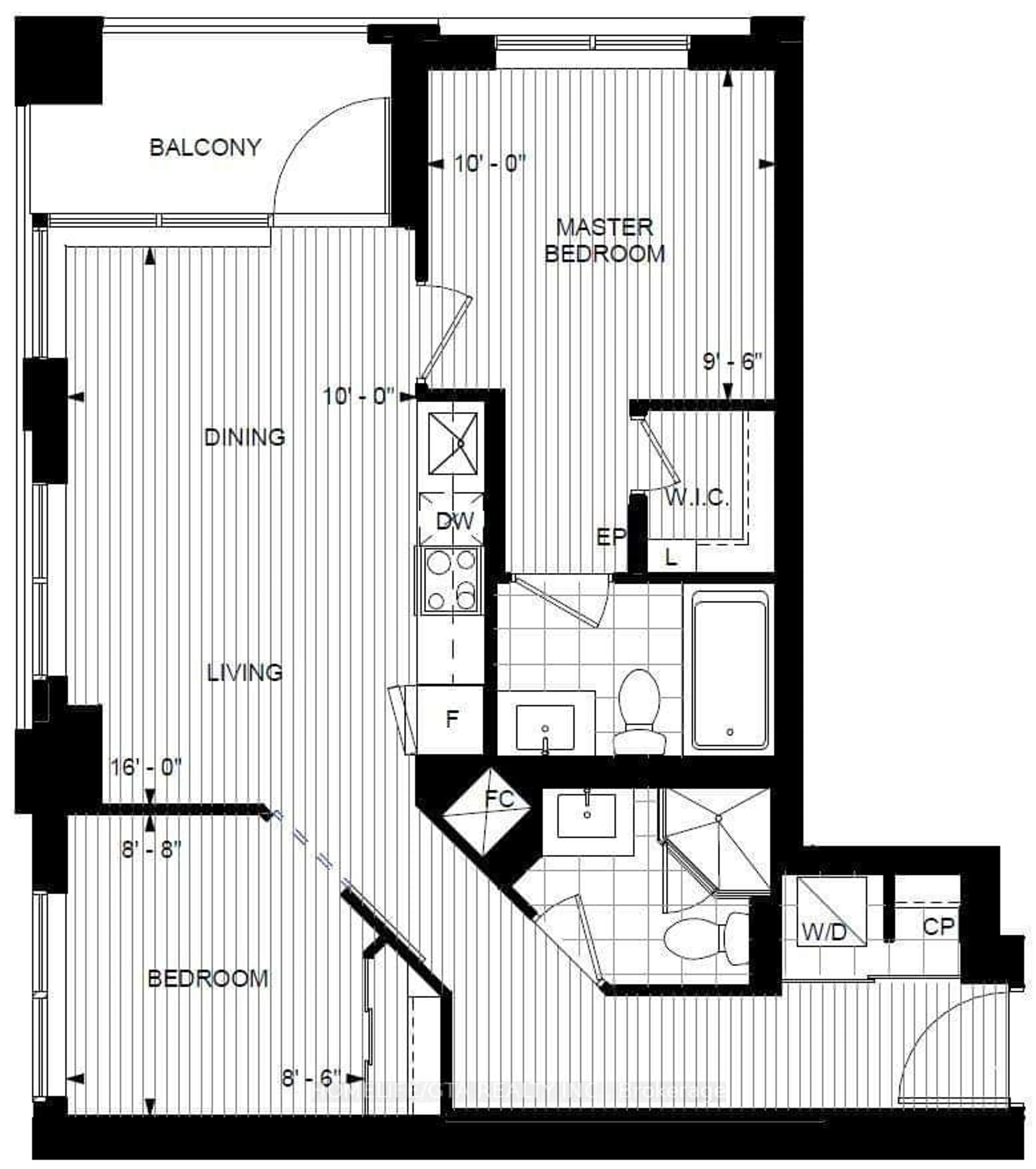 Floor plan for 7 Mabelle Ave #2302, Toronto Ontario M9A 4X7