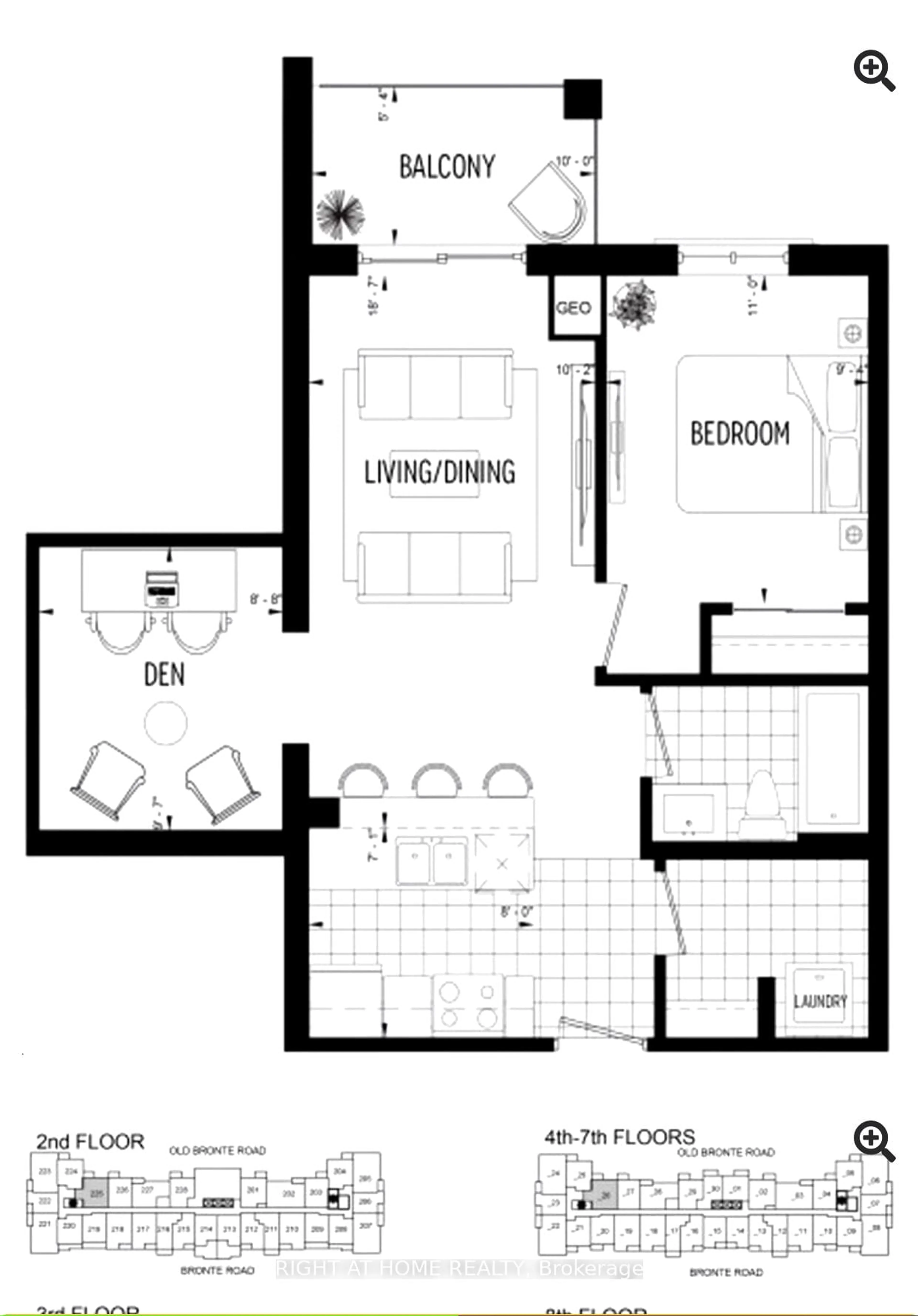 Floor plan for 2490 Old Bronte Rd #326, Oakville Ontario L6M 0Y5