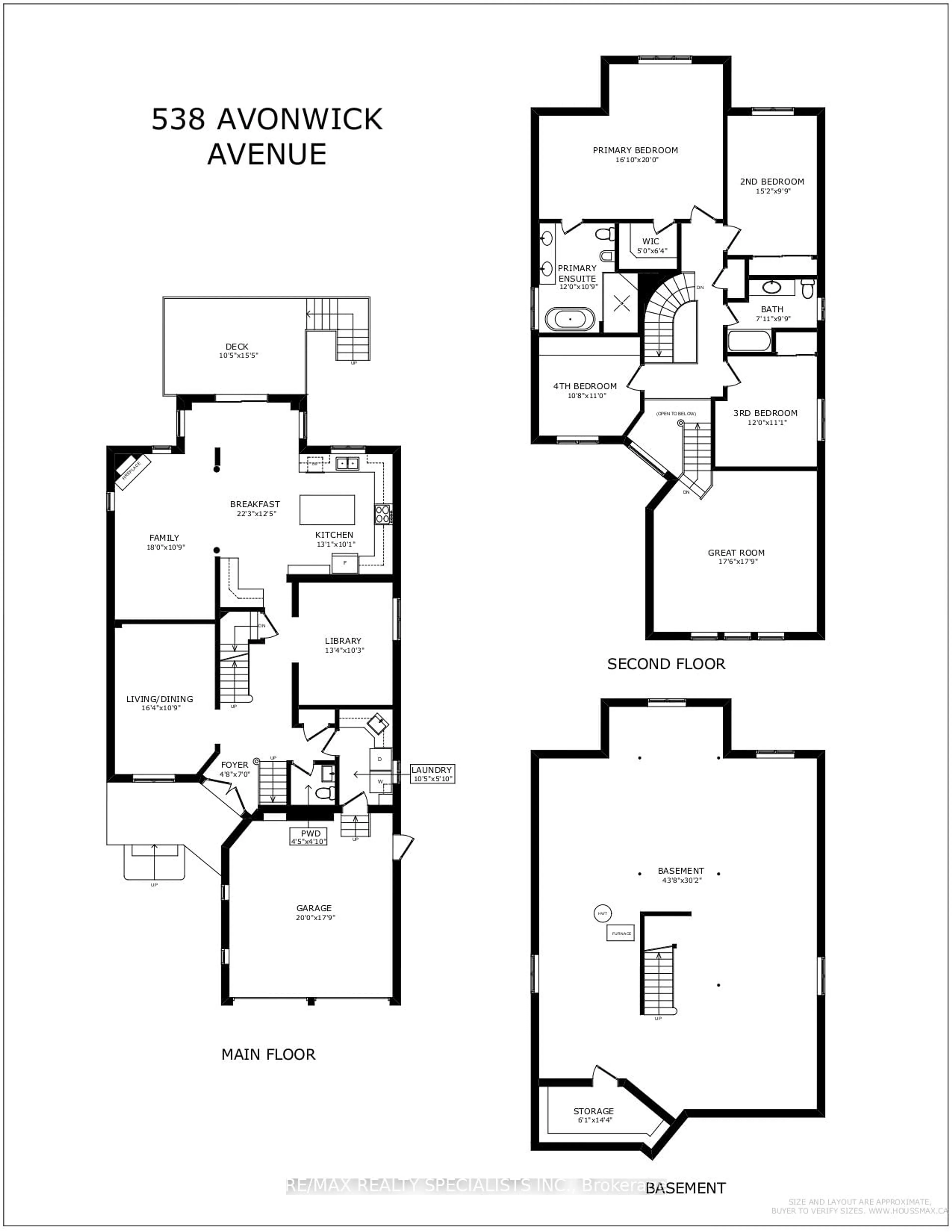 Floor plan for 538 AVONWICK Ave, Mississauga Ontario L5R 3M9