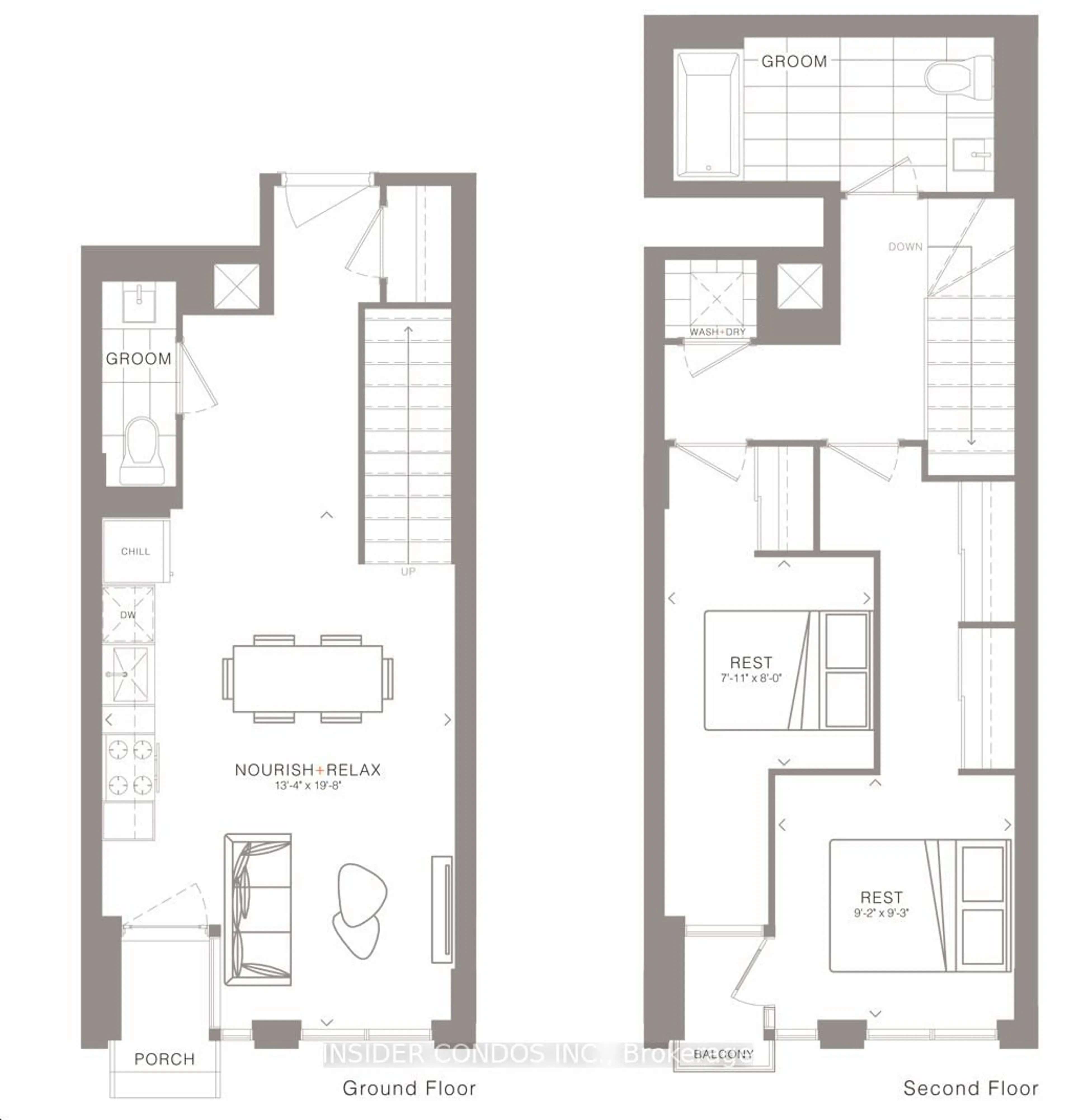 Floor plan for 251 Manitoba St #124, Toronto Ontario M8Y 0C7