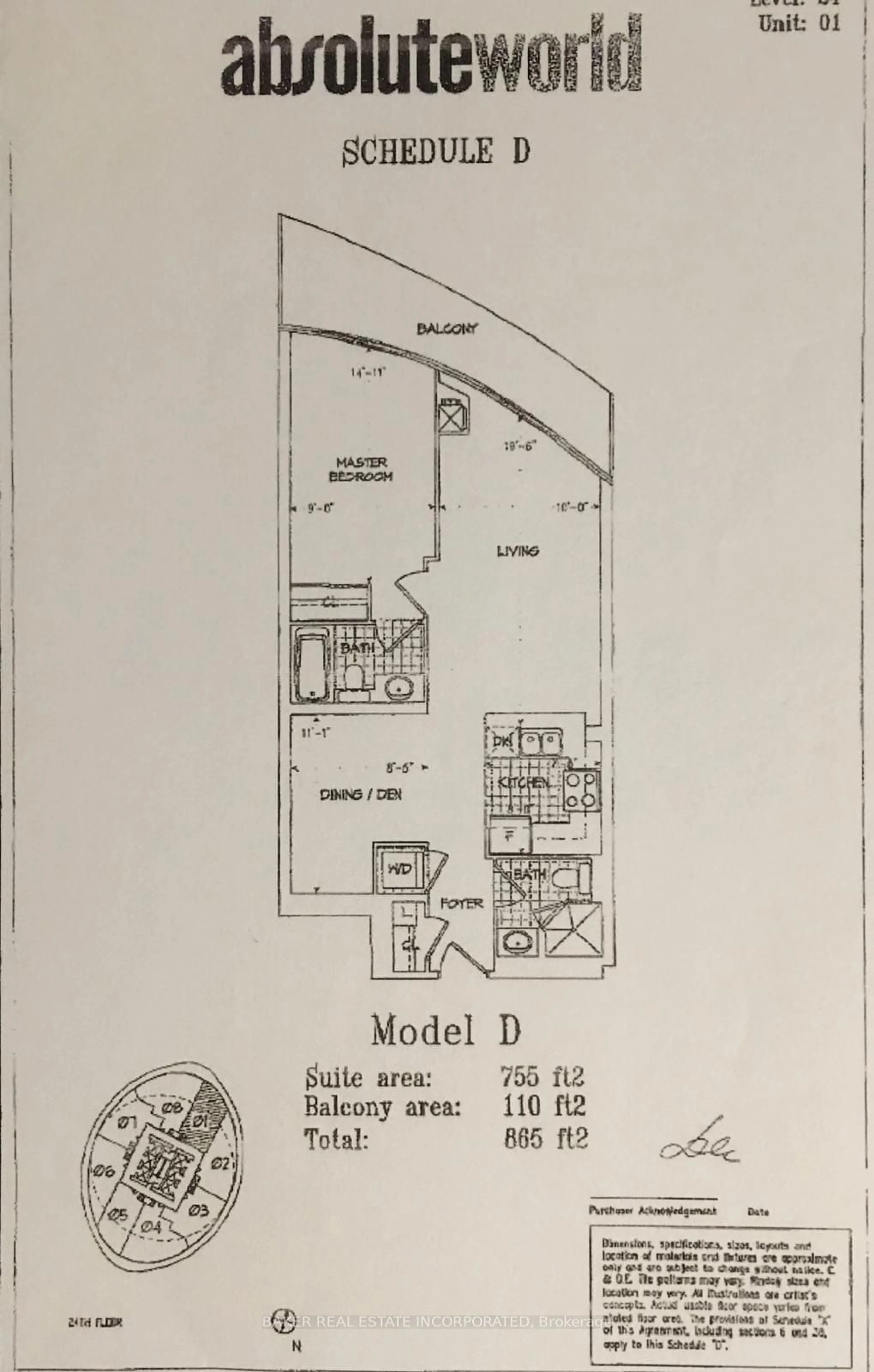 Floor plan for 50 Absolute Ave #2401, Mississauga Ontario L4Z 0A8