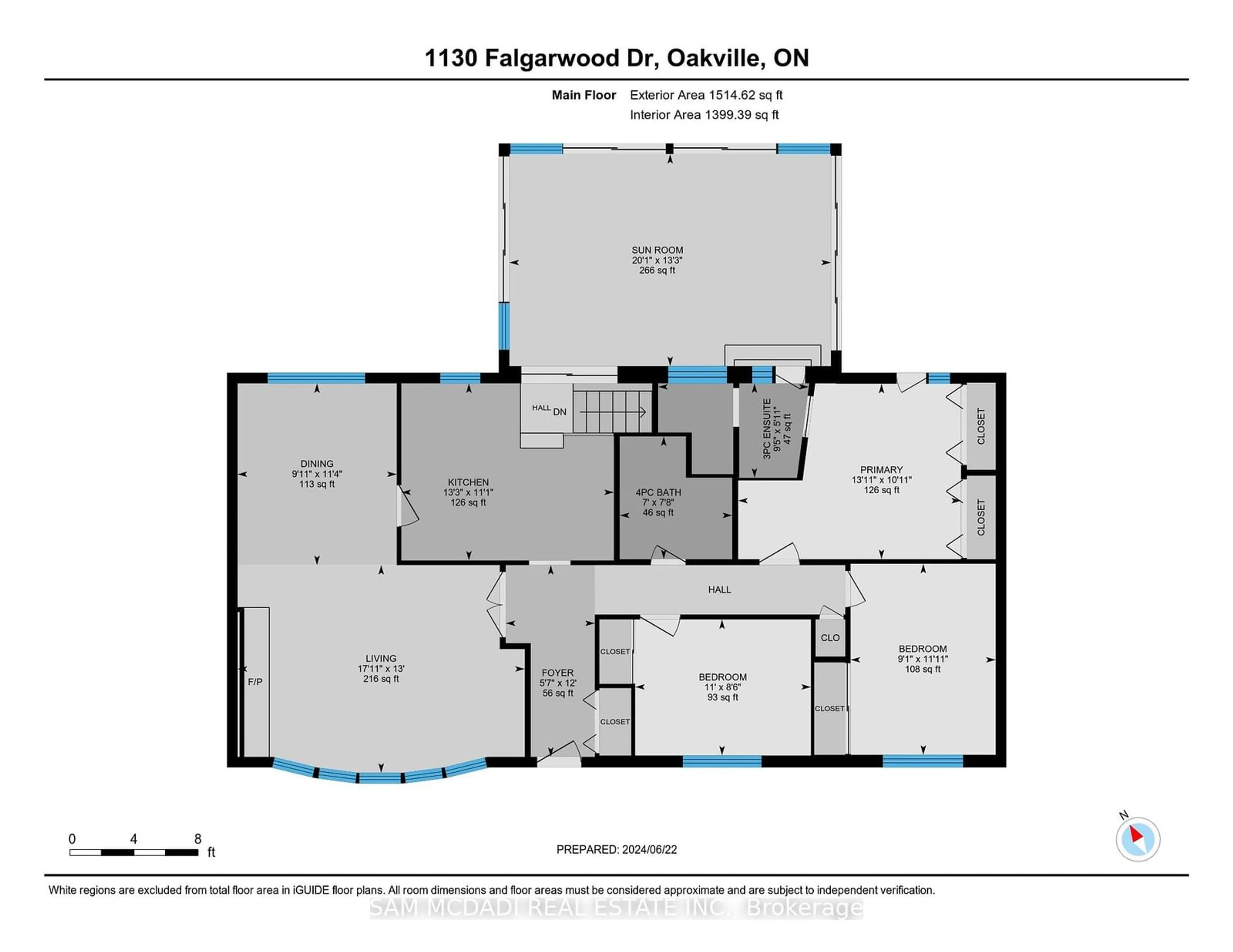 Floor plan for 1130 Falgarwood Dr, Oakville Ontario L6H 1N9