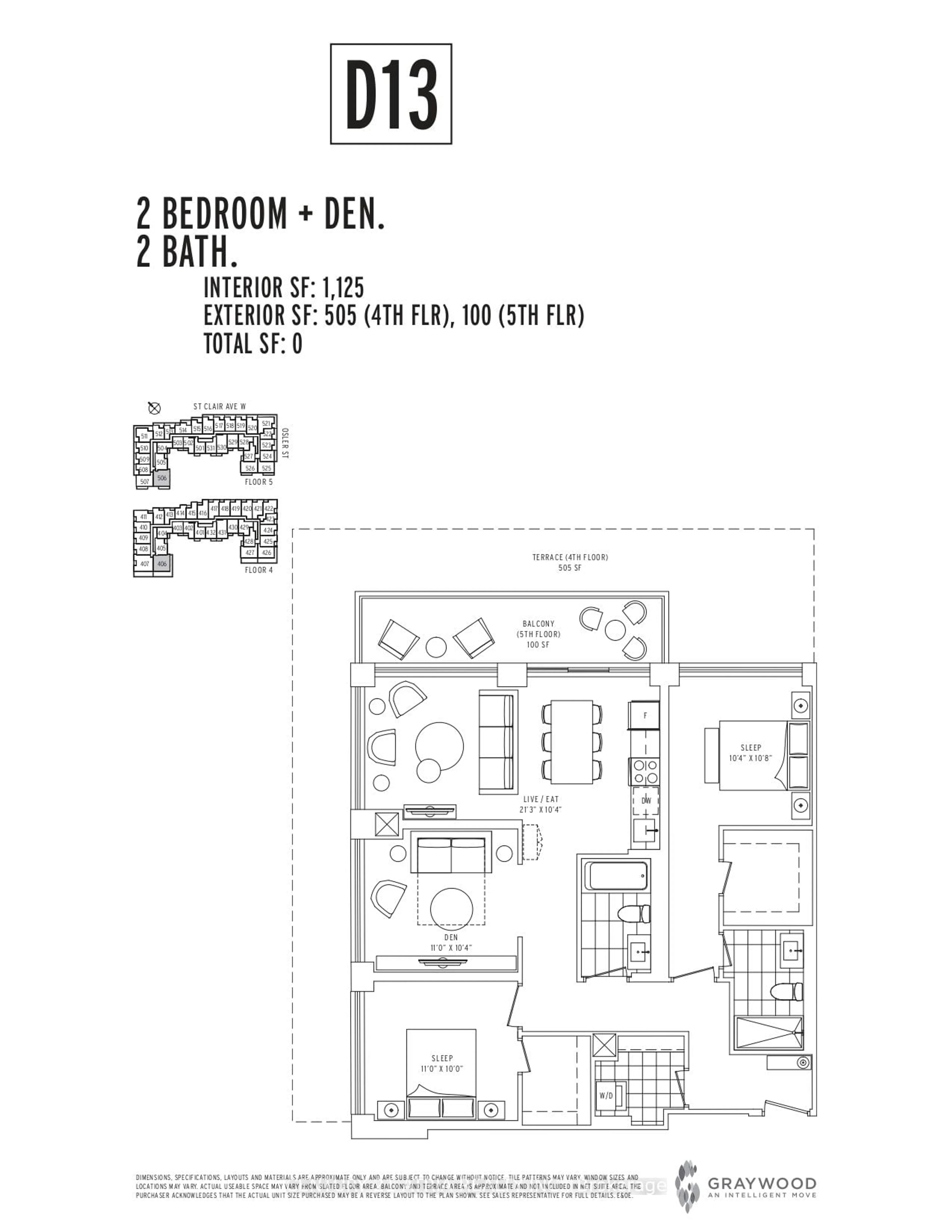 Floor plan for 1787 St Clair Ave #406, Toronto Ontario M6N 0B7