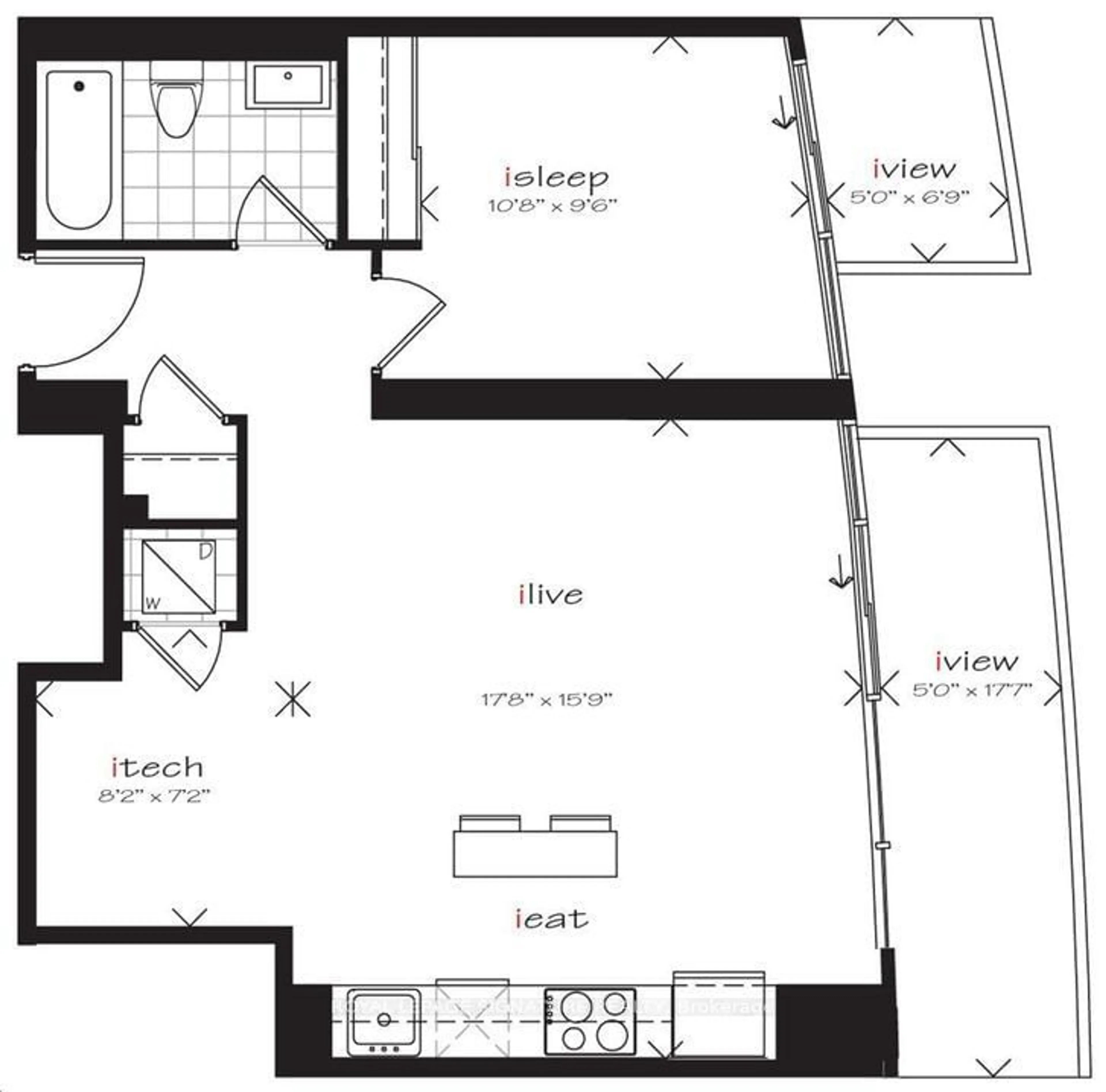 Floor plan for 155 Legion Rd #1214, Toronto Ontario M8Y 0A7
