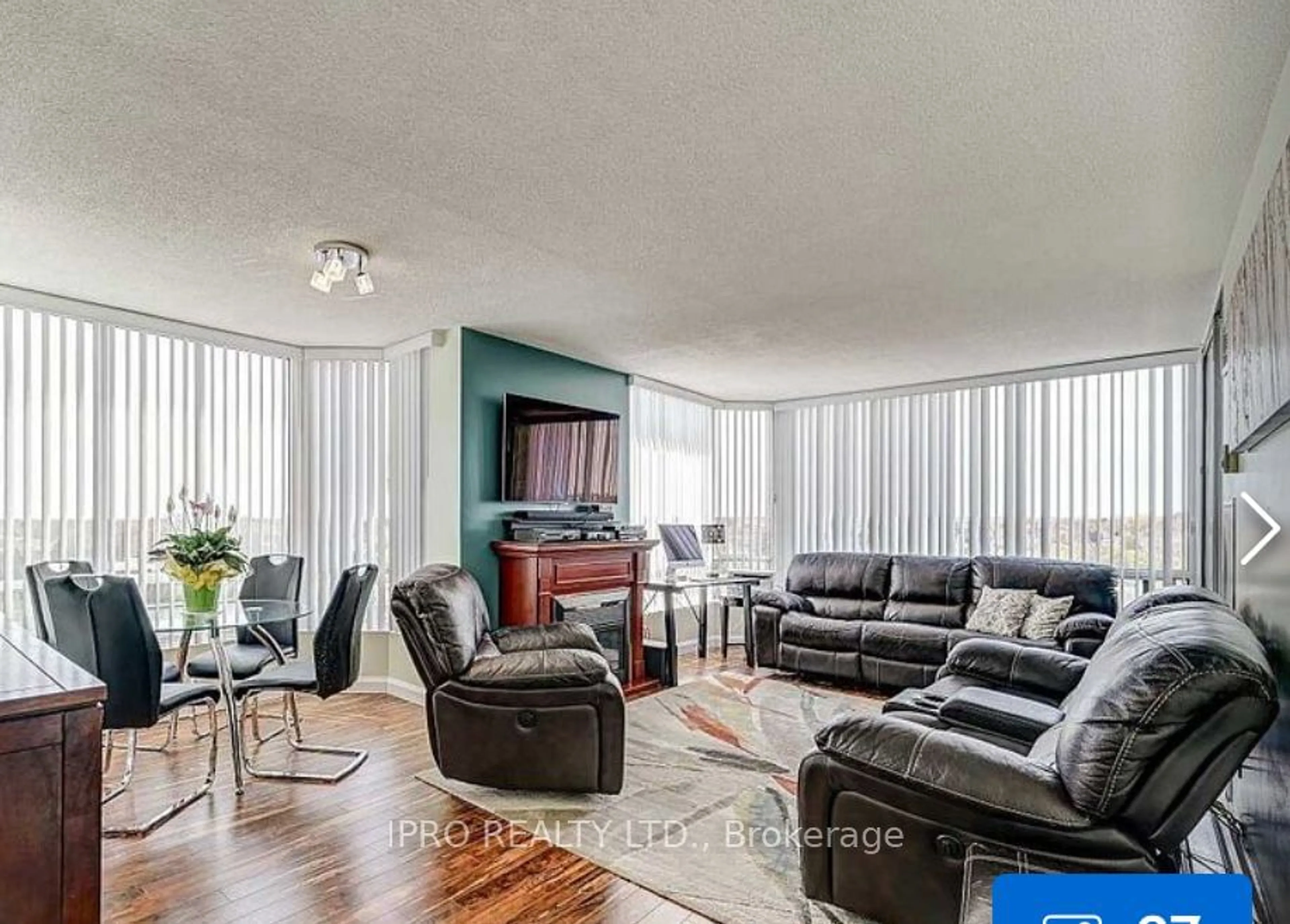 Living room, wood floors for 26 Hanover Rd #1001, Brampton Ontario L6S 4T2