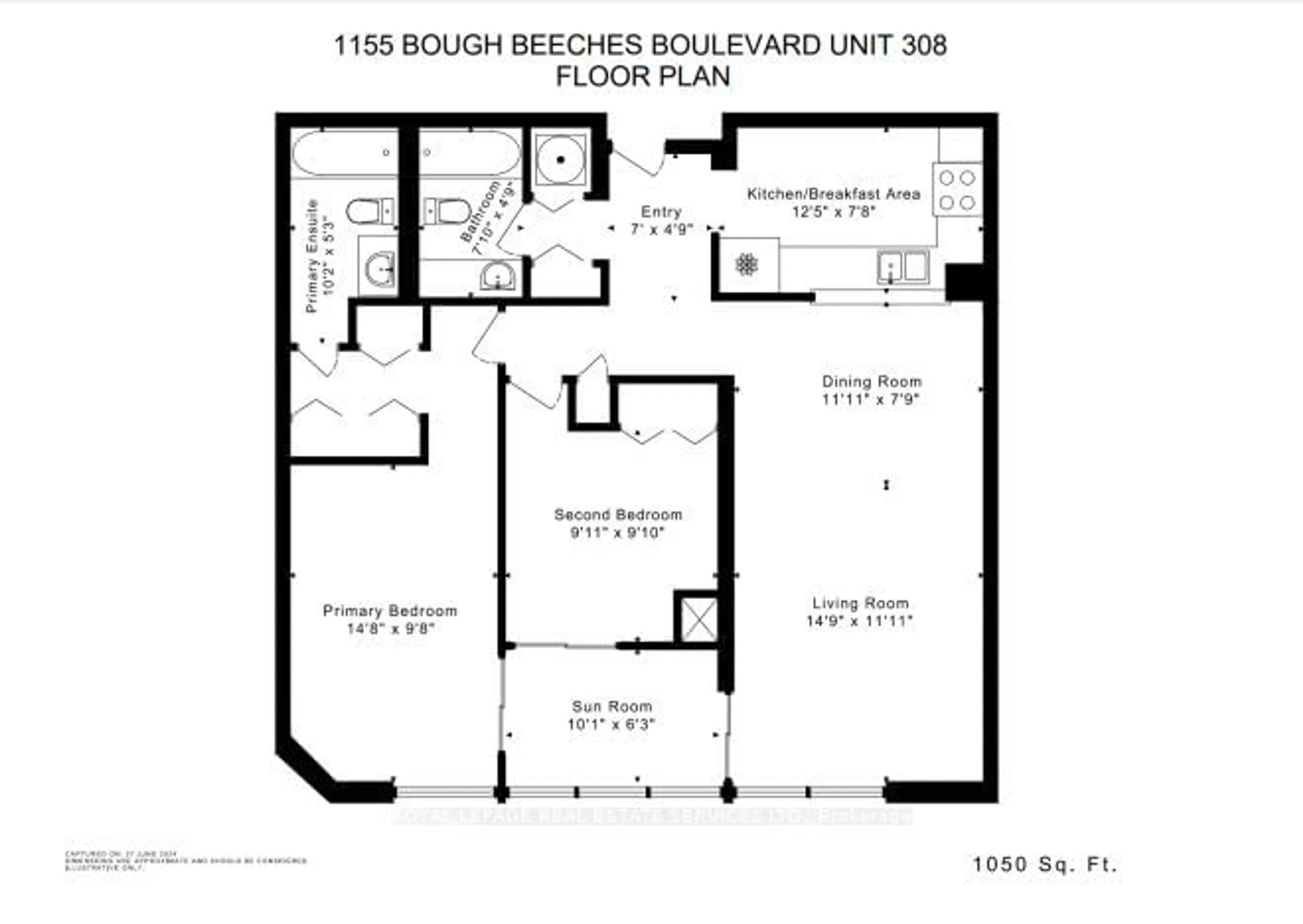 Floor plan for 1155 Bough Beeches Blvd #308, Mississauga Ontario L4W 4N2