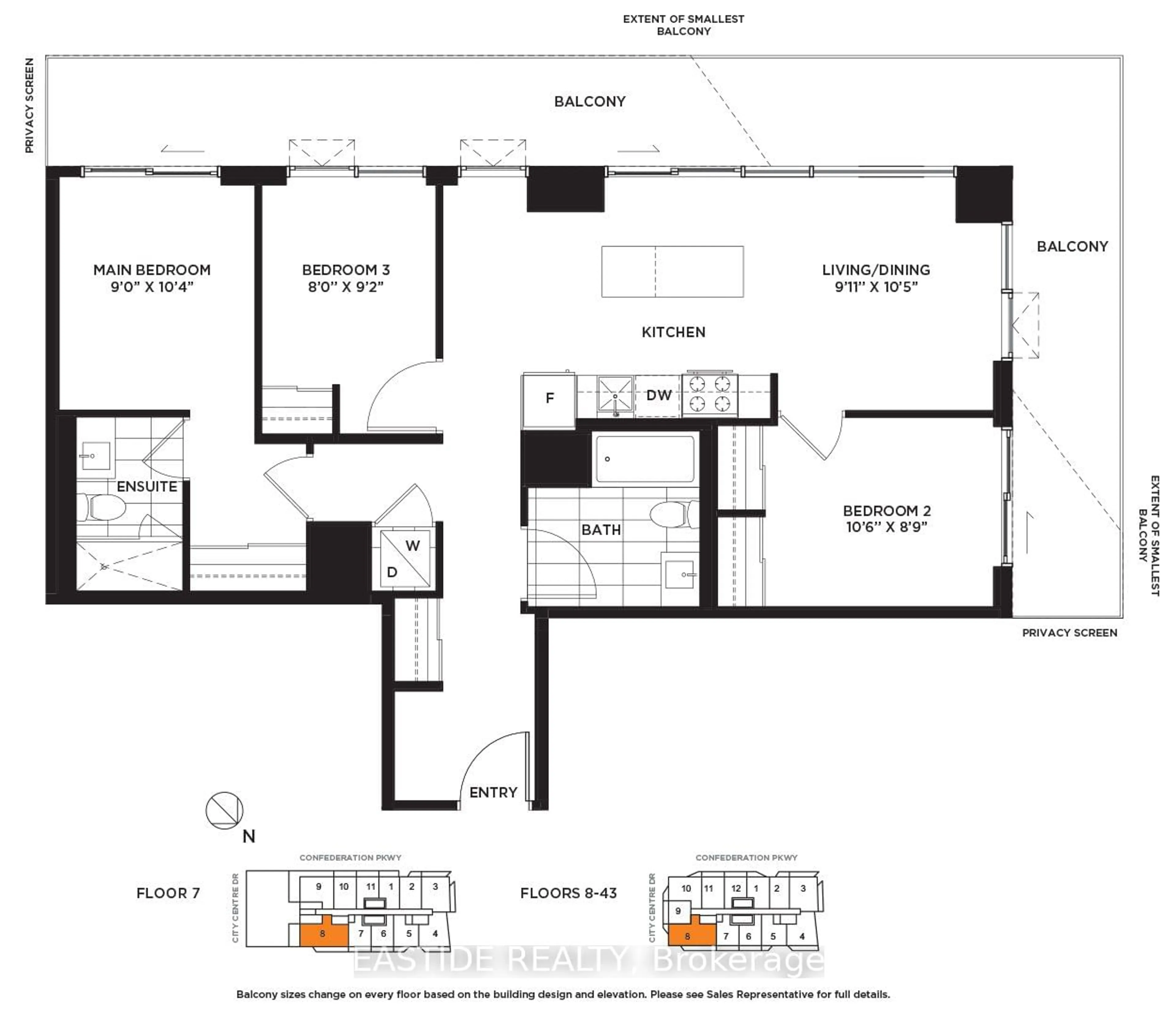 Floor plan for 4065 Confederation Pkwy #1508, Mississauga Ontario L5B 4N1