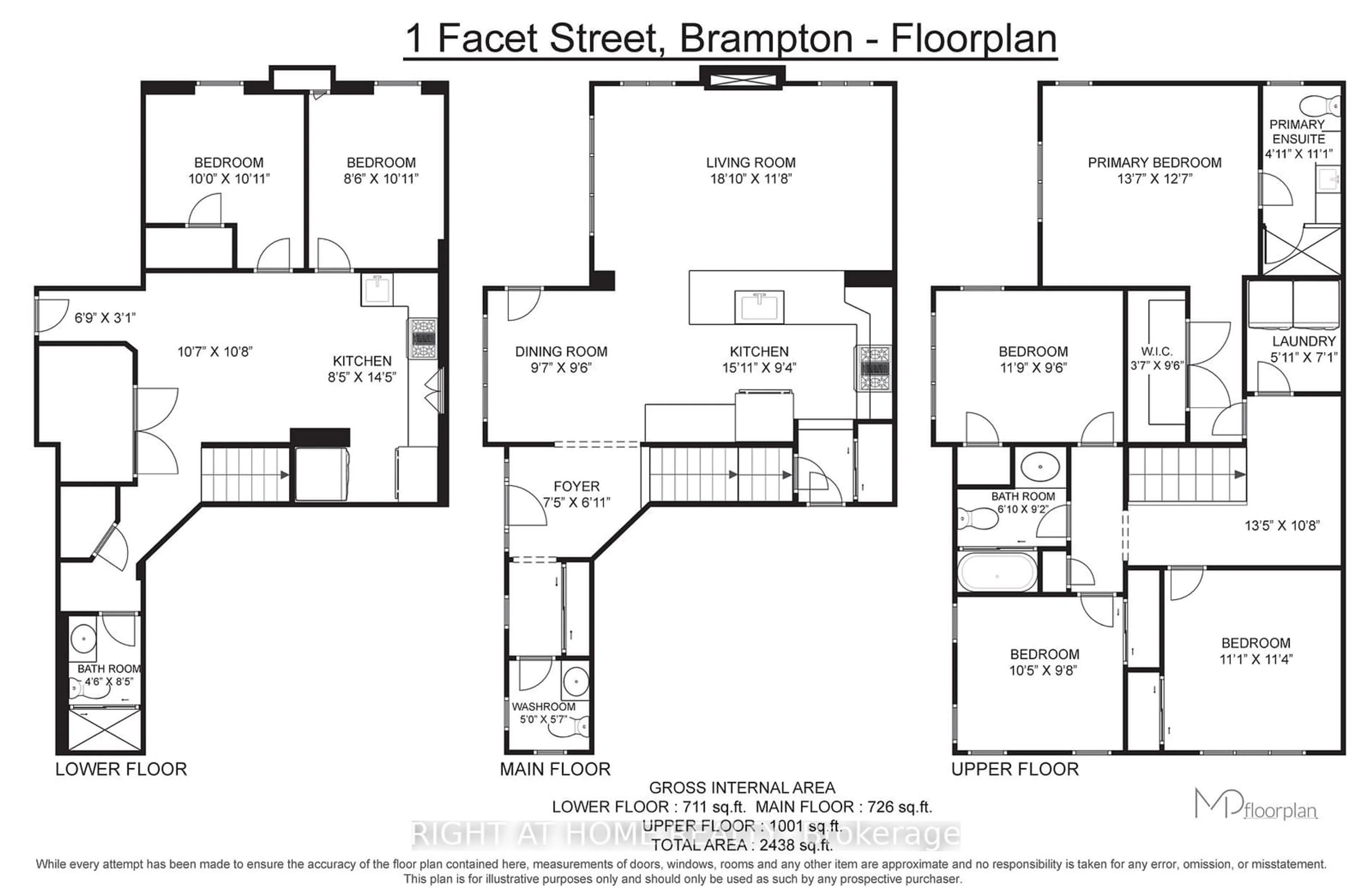 Floor plan for 1 Facet St, Brampton Ontario L7A 4S8