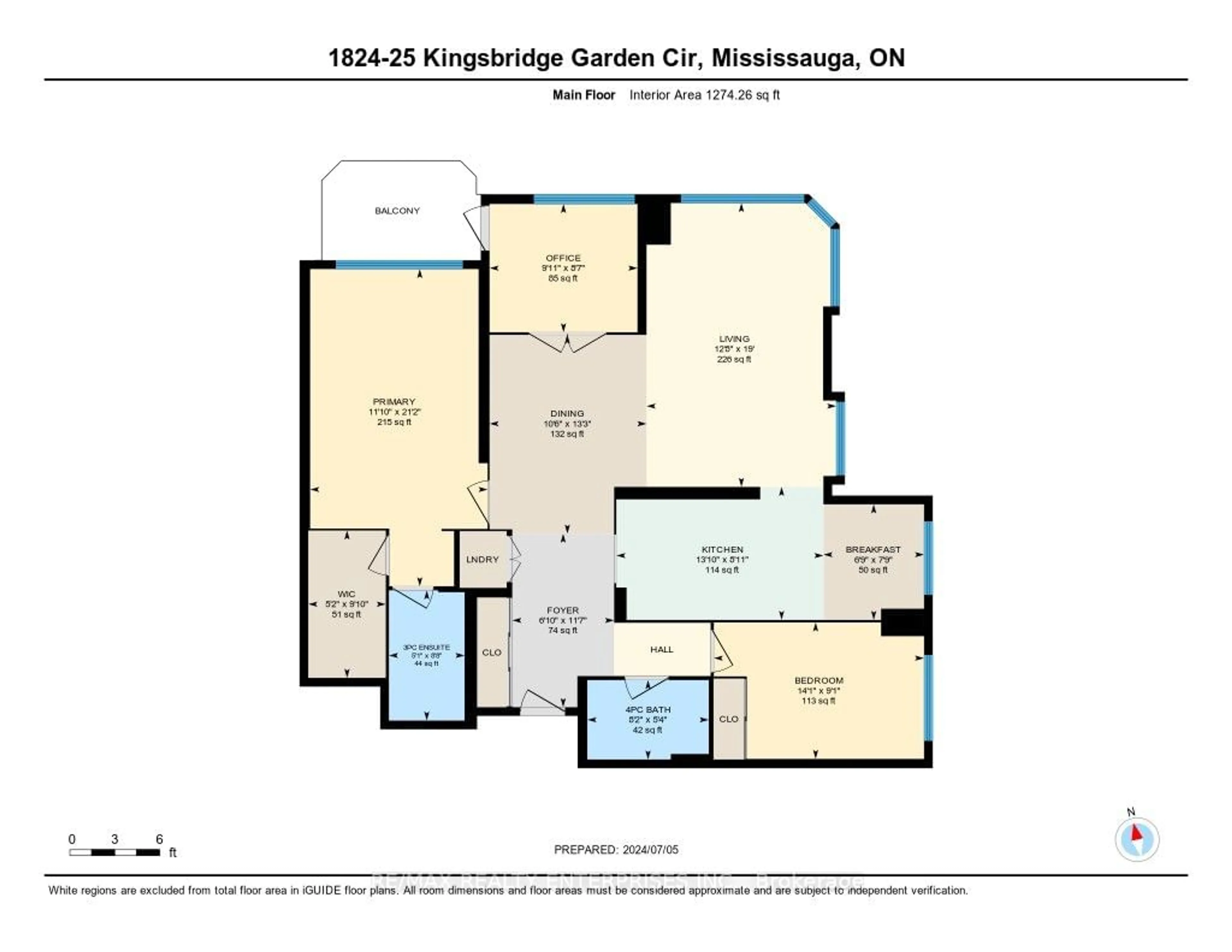 Floor plan for 25 Kingsbridge Garden Circ #1824, Mississauga Ontario L5R 4B1