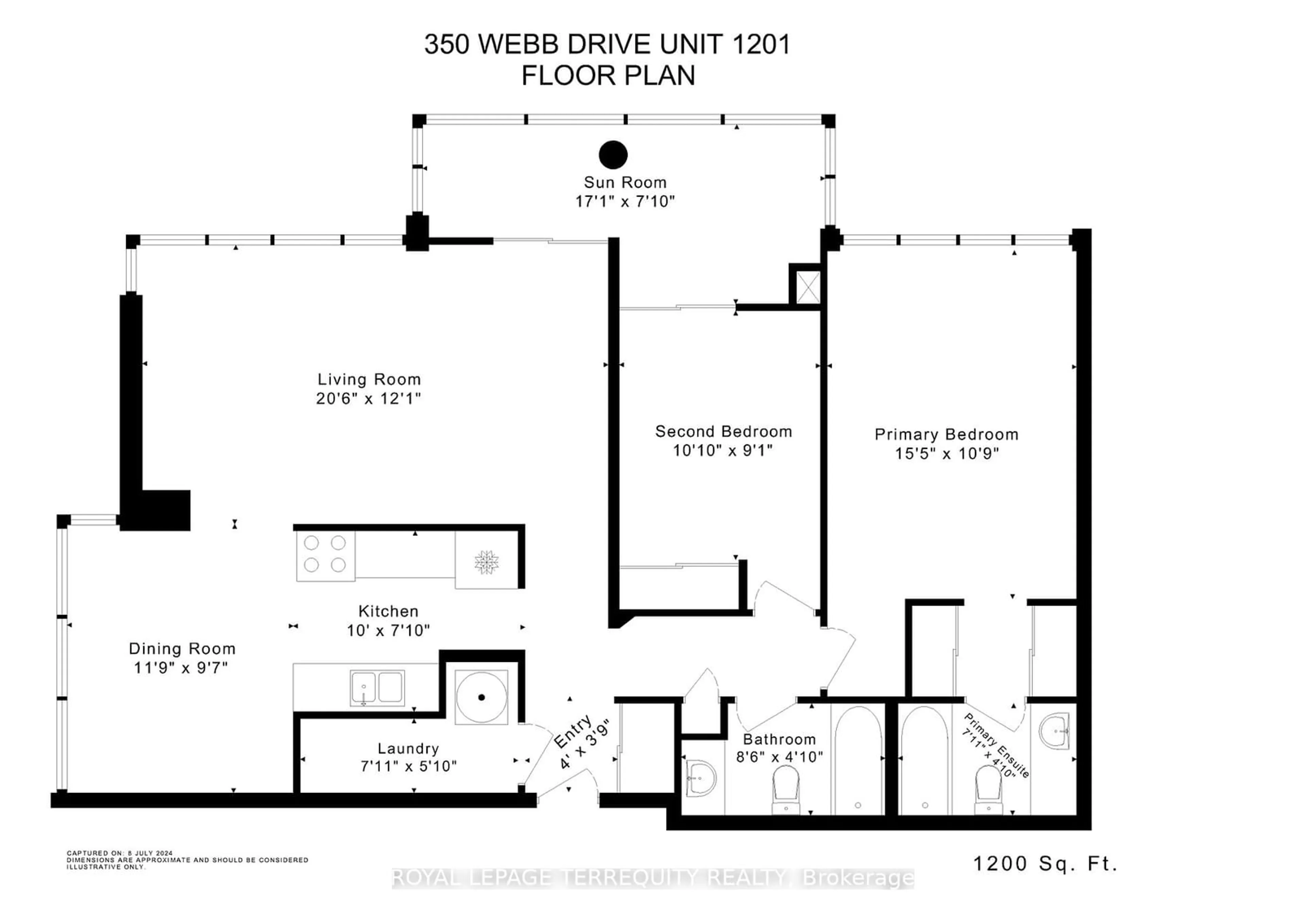 Floor plan for 350 Webb Dr #1201, Mississauga Ontario L5B 3W4