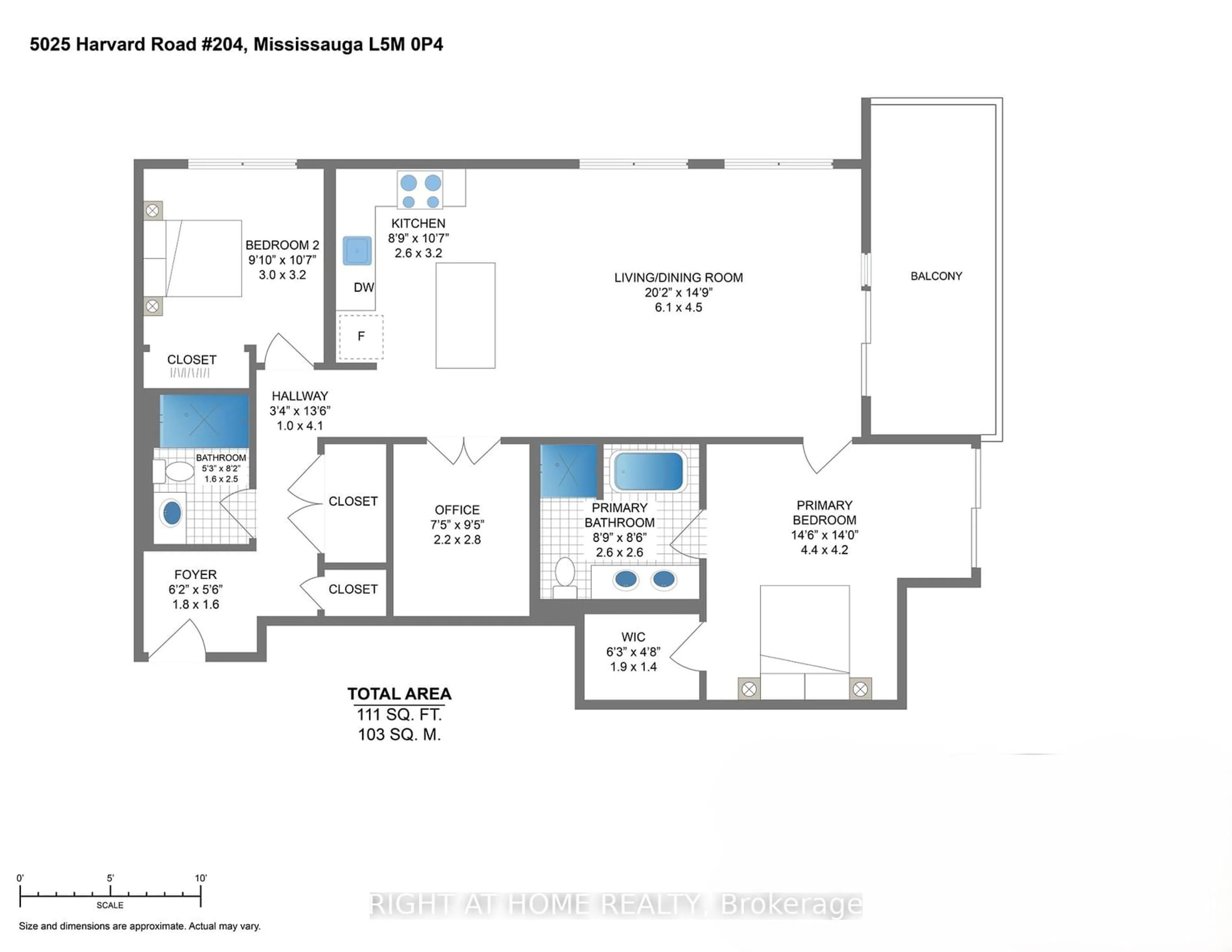 Floor plan for 5025 Harvard Rd #204, Mississauga Ontario L5M 0W6