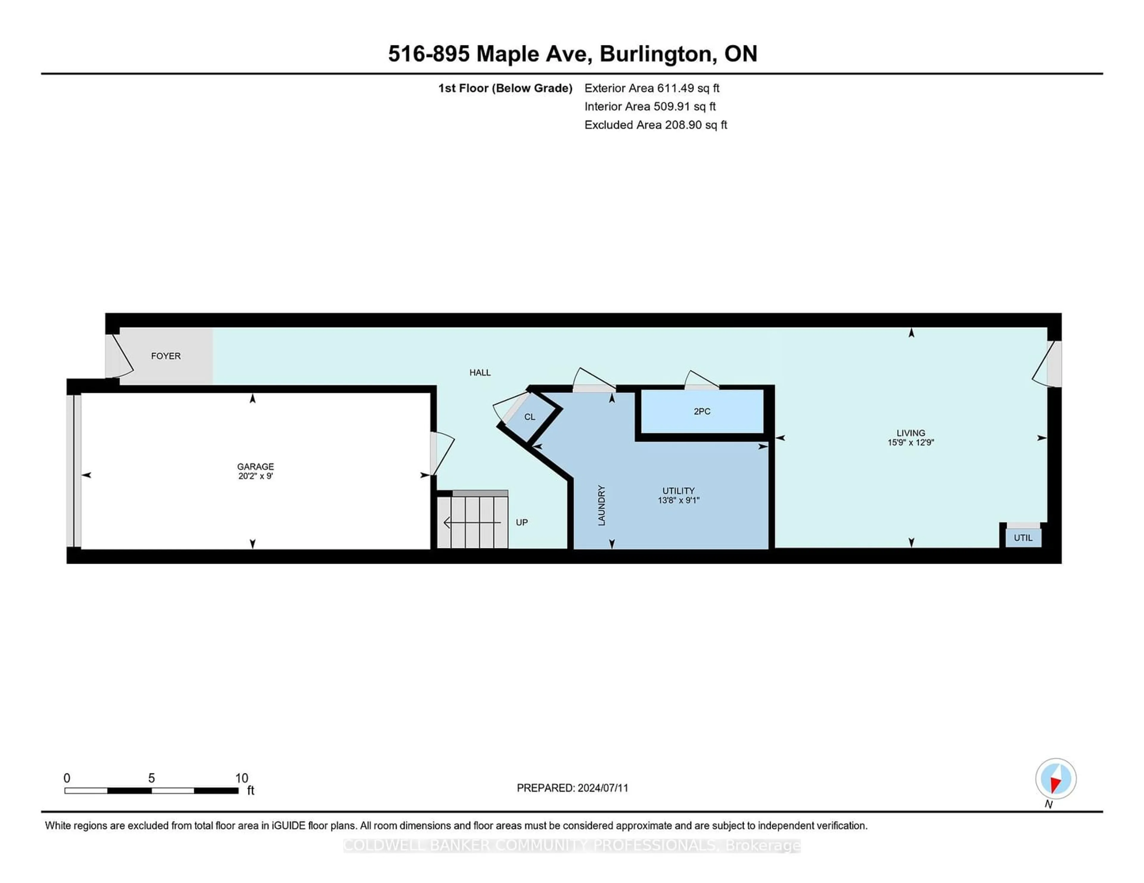 Floor plan for 895 Maple Ave #516, Burlington Ontario L7S 2H7