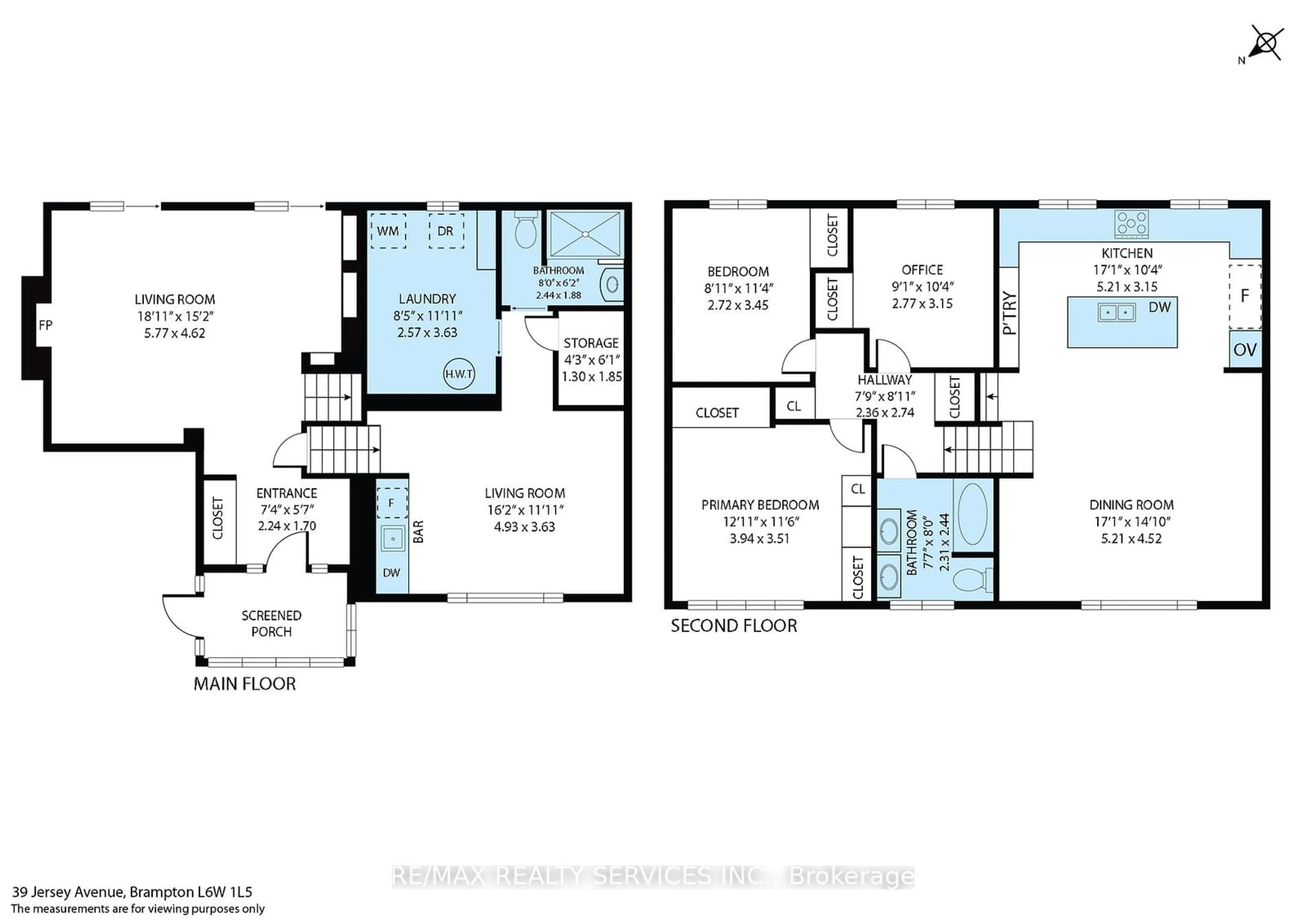 Floor plan for 39 Jersey Ave, Brampton Ontario L6W 1L5