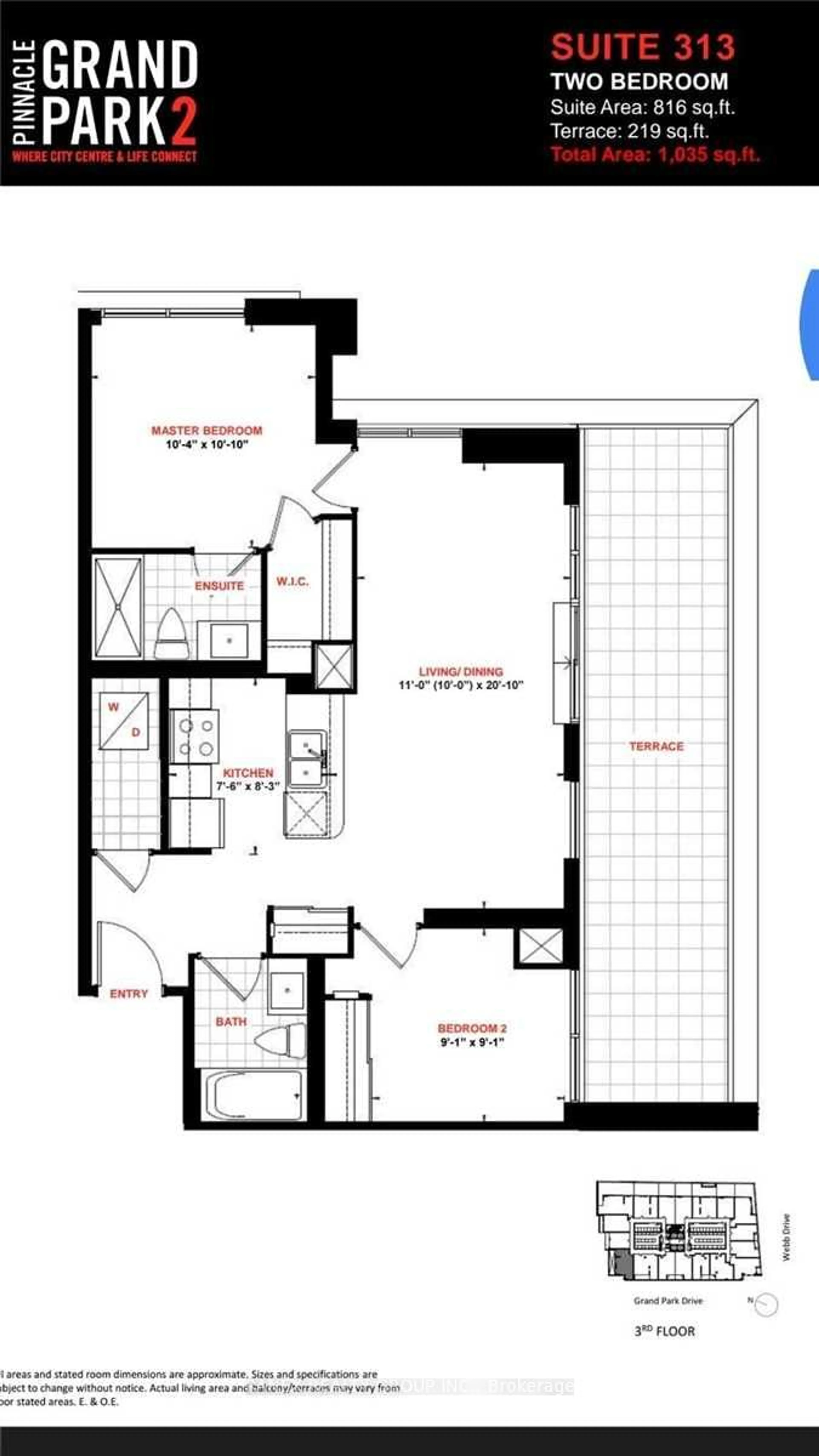 Floor plan for 3975 Grand Park Dr #313, Mississauga Ontario L5B 4M6