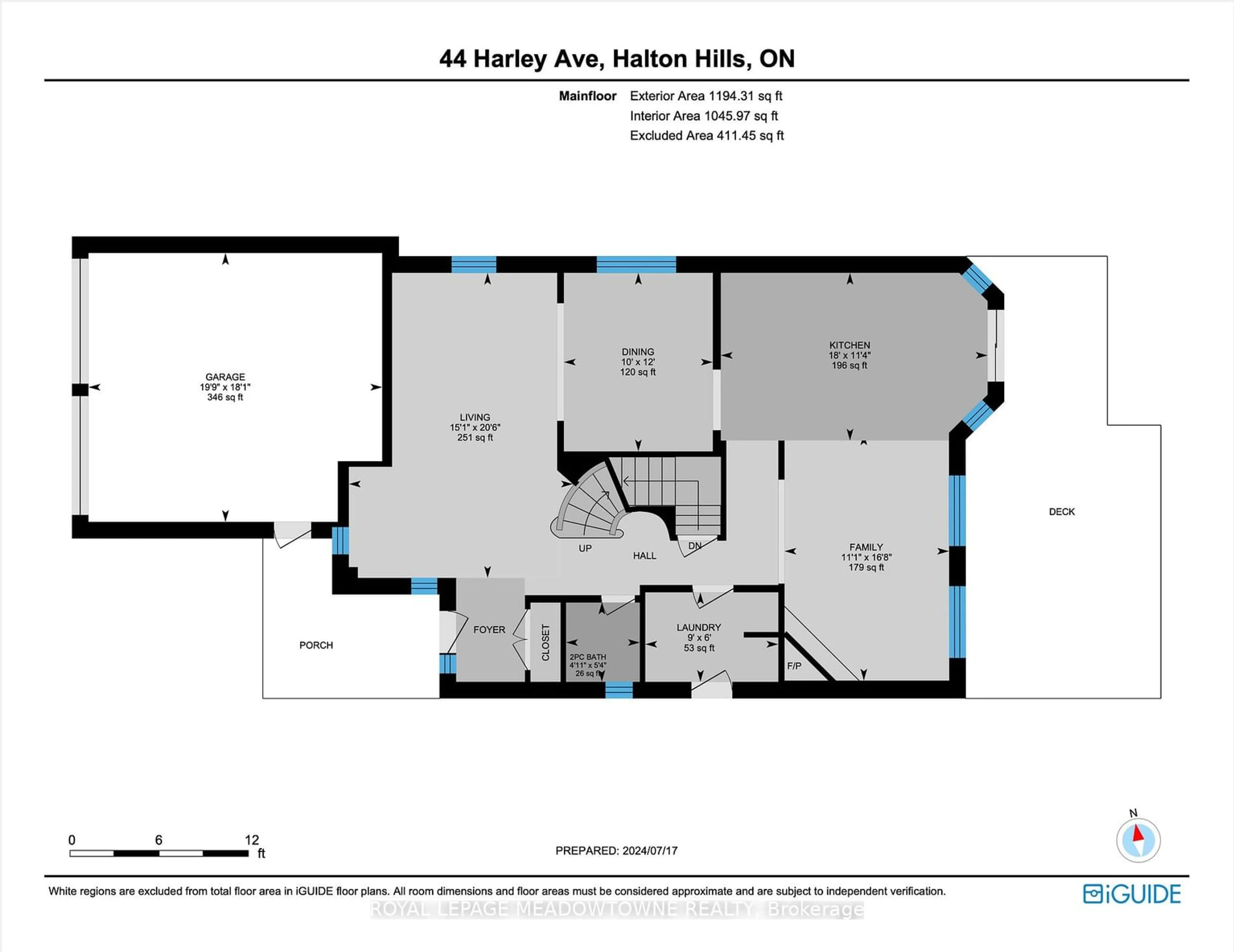 Floor plan for 44 Harley Ave, Halton Hills Ontario L7G 5R9