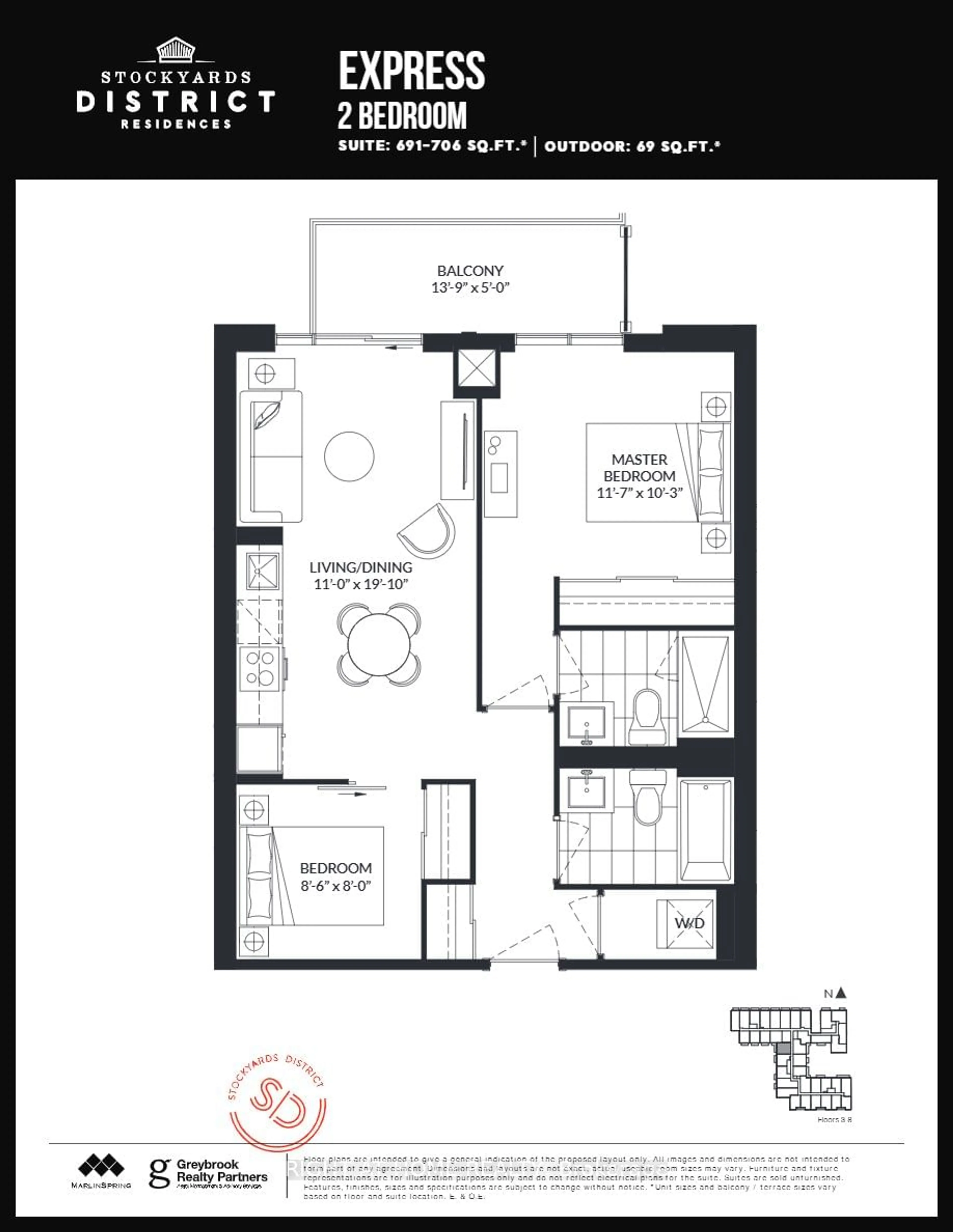 Floor plan for 2300 St Clair Ave #434, Toronto Ontario M6N 1K8