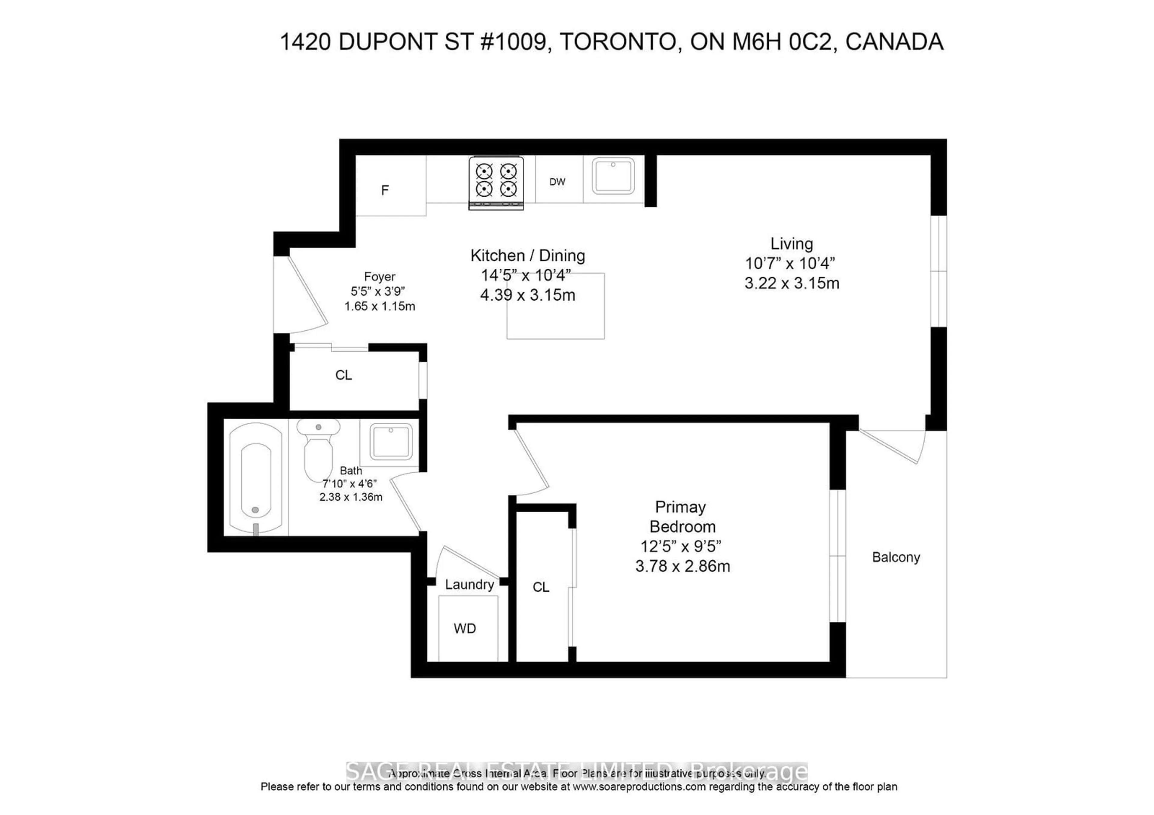 Floor plan for 1420 Dupont St #1009, Toronto Ontario M6H 0C2
