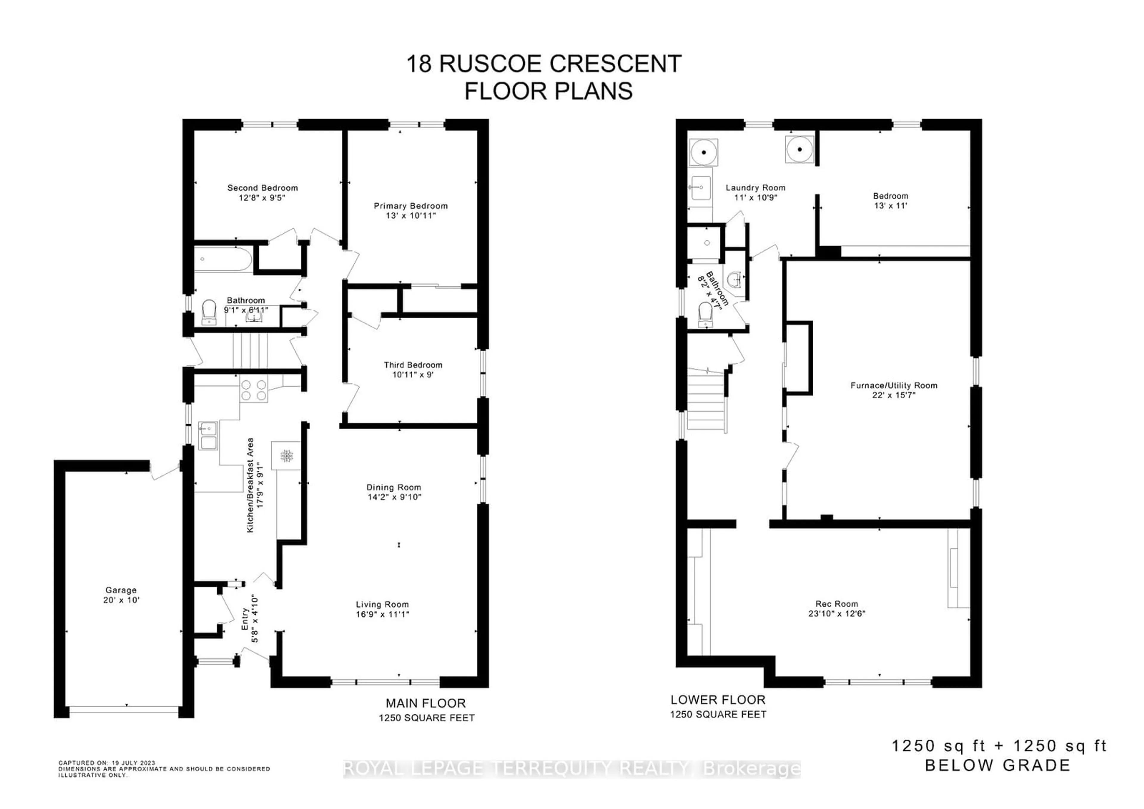 Floor plan for 18 Ruscoe Cres, Toronto Ontario M9P 1P3