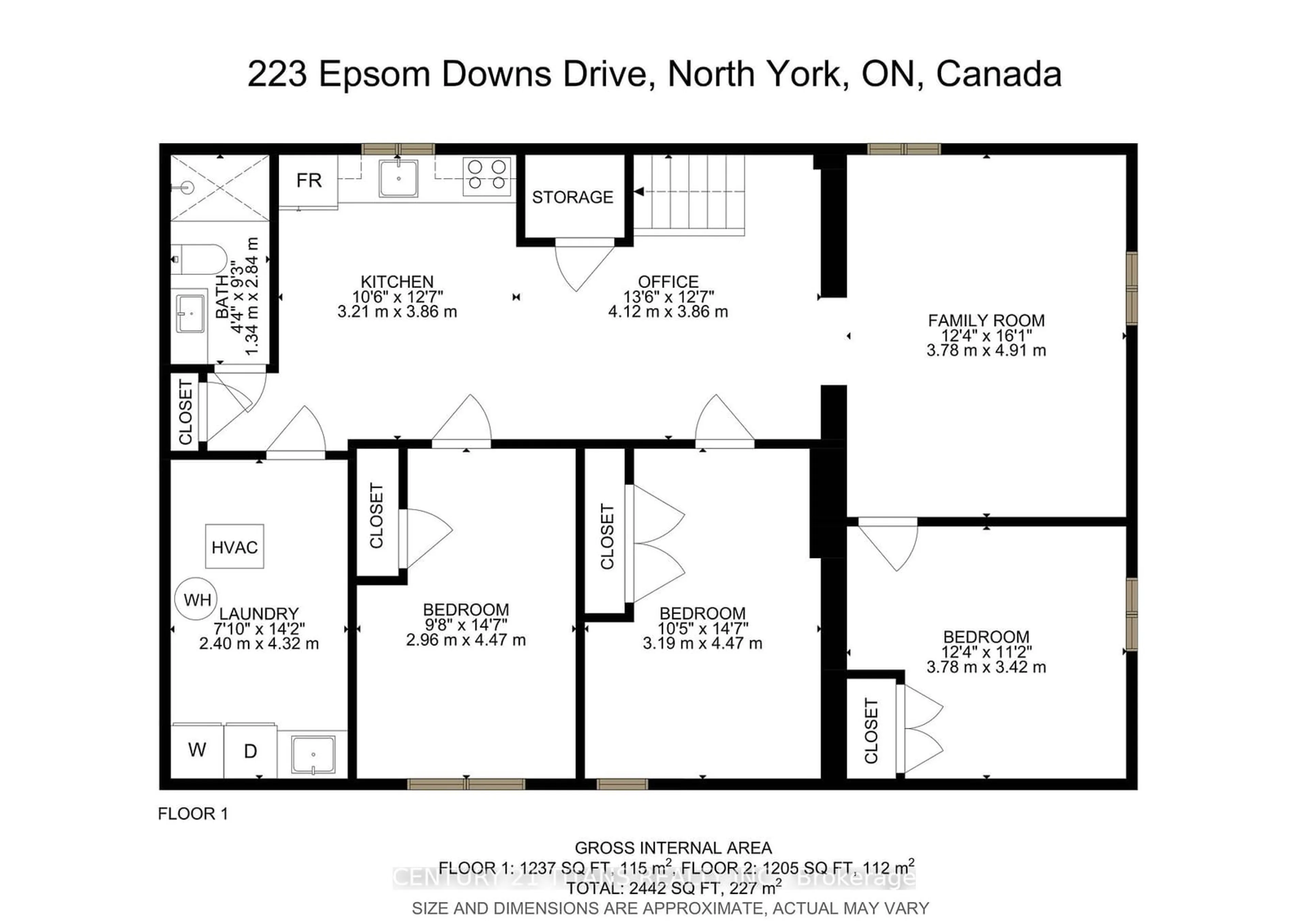 Floor plan for 223 Epsom Downs Dr, Toronto Ontario M3M 1T3