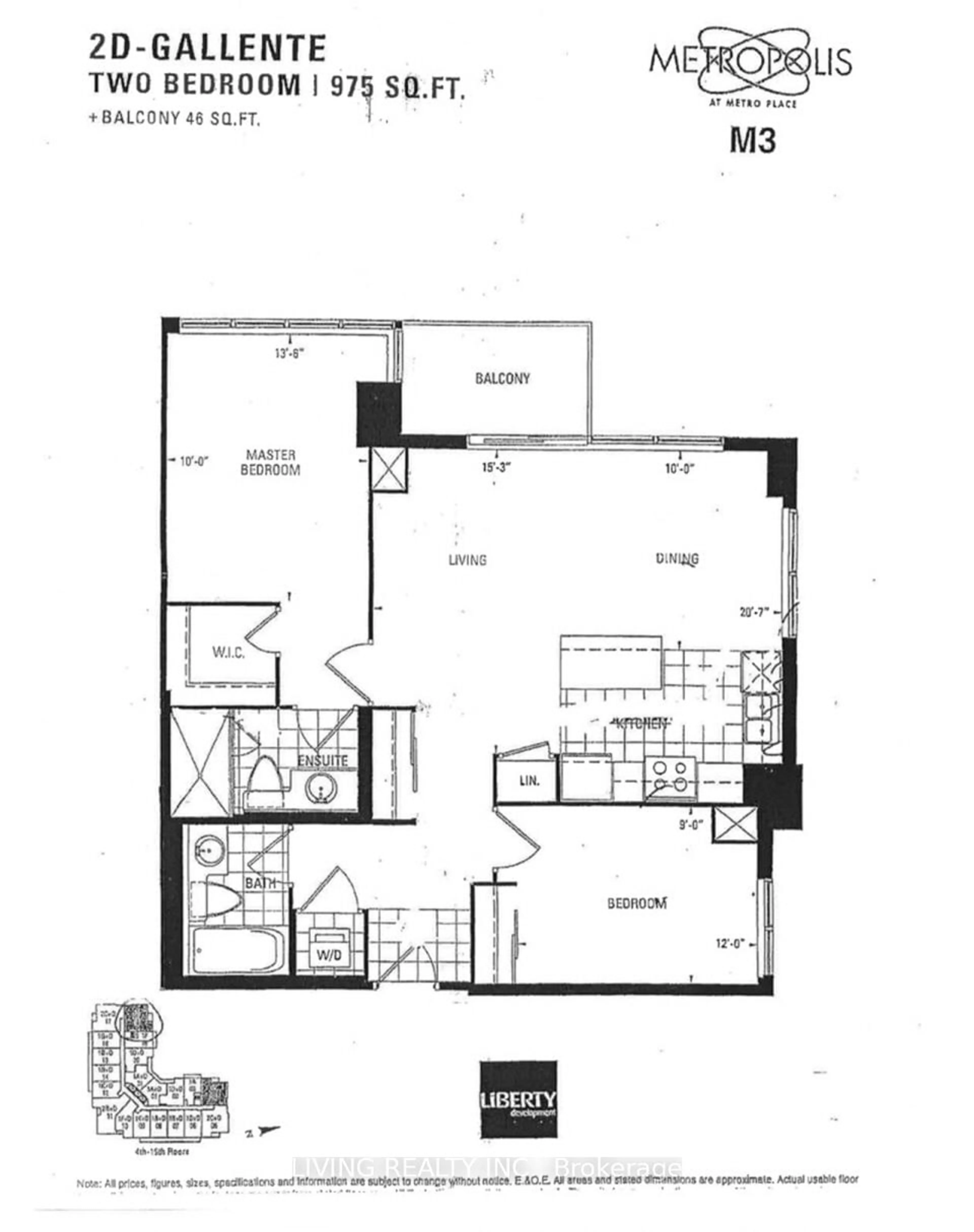 Floor plan for 1060 Sheppard Ave #518, Toronto Ontario M3J 0G7